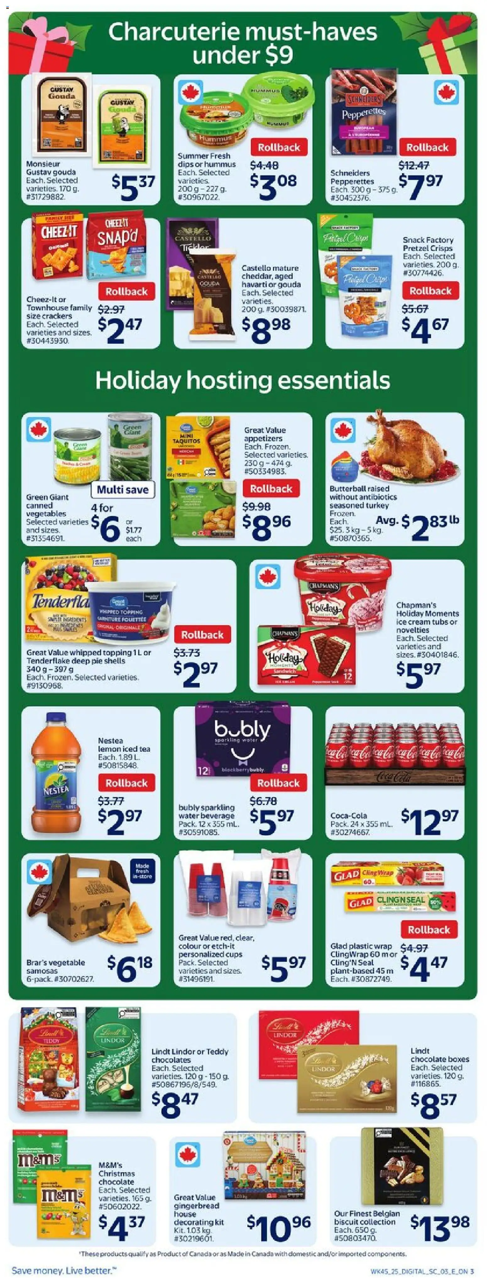 Walmart flyer valid from 04.12.2025 | Page: 6 | Products: Cream, Ice cream, Turkey, Chocolate
