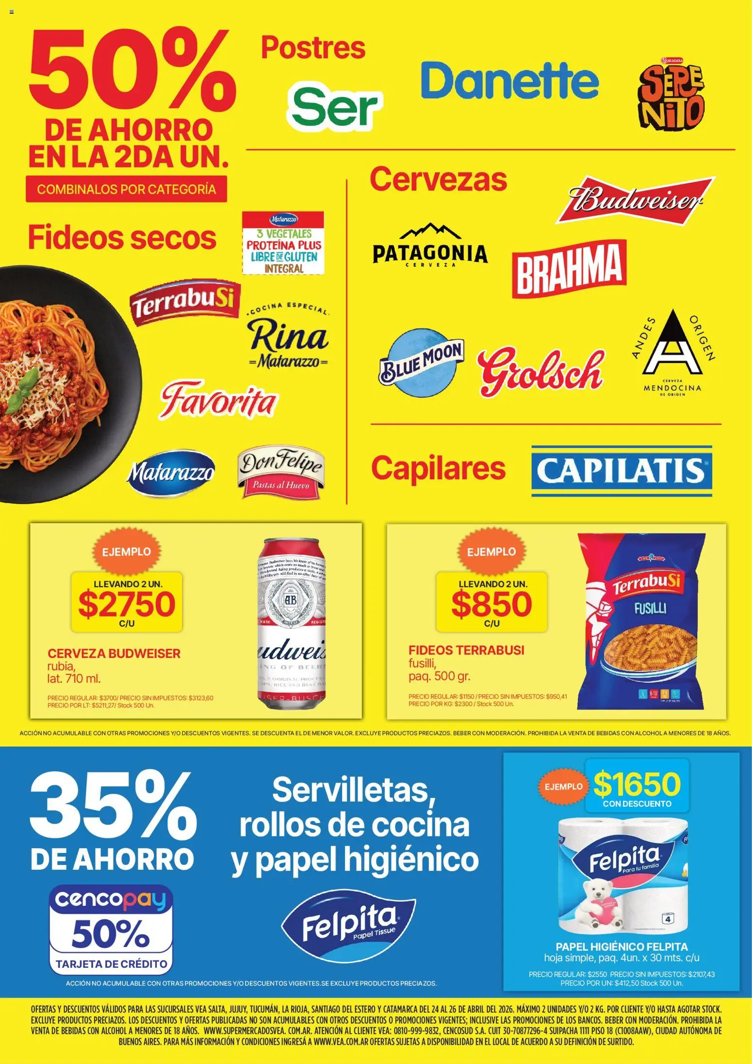 Vea - Oferta fin de semana │ válido desde el 24.04.2026 | Página: 5 | Productos: Papel higiénico, Cocina, Cerveza, Fideos