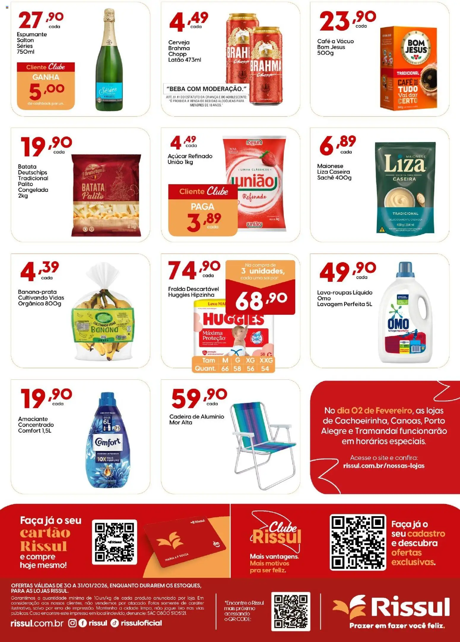Rissul Folheto - válido de 30.01.2026 | Página: 3 | Produtos: Cadeira, Cerveja, Açúcar, Maionese