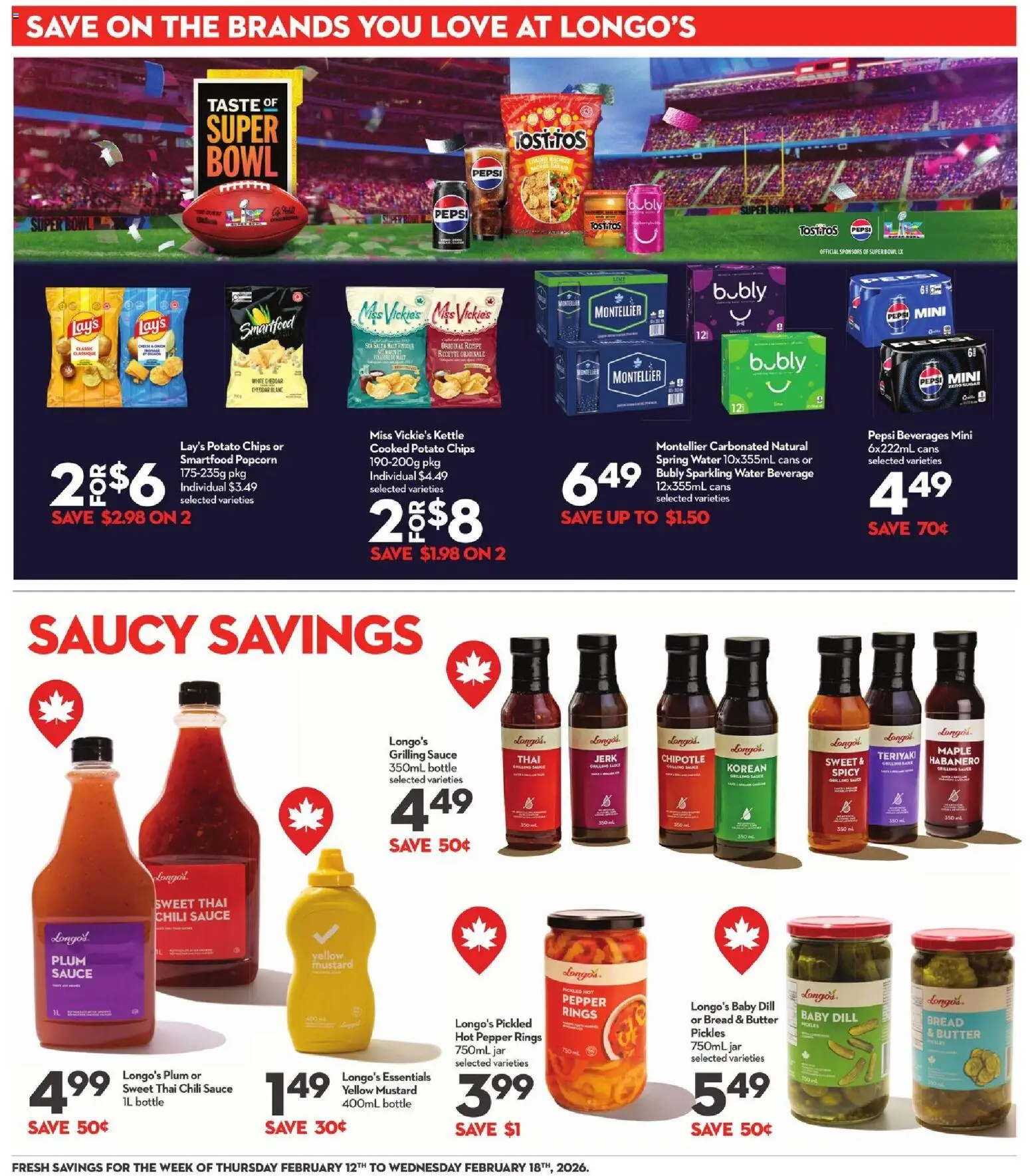 Longo's flyer valid from 12.02.2026 | Page: 21 | Products: Chips, Kettle, Butter, Bread