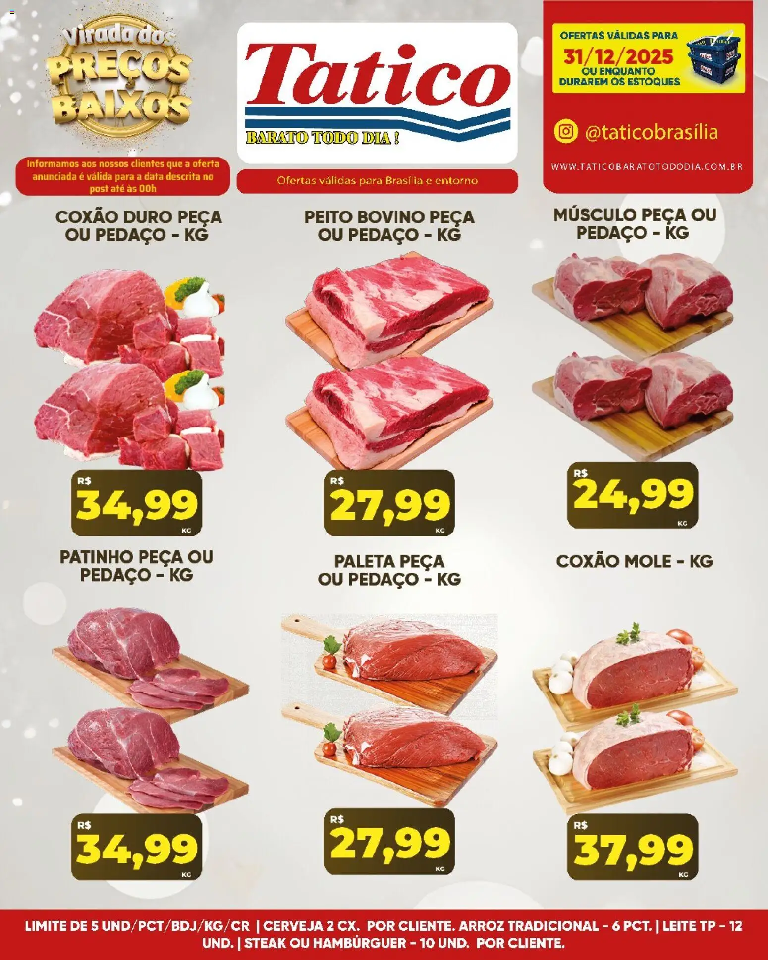 Tatico Folheto - válido de 31.12.2025 | Página: 14 | Produtos: Leite, Cerveja, Arroz, Hambúrguer