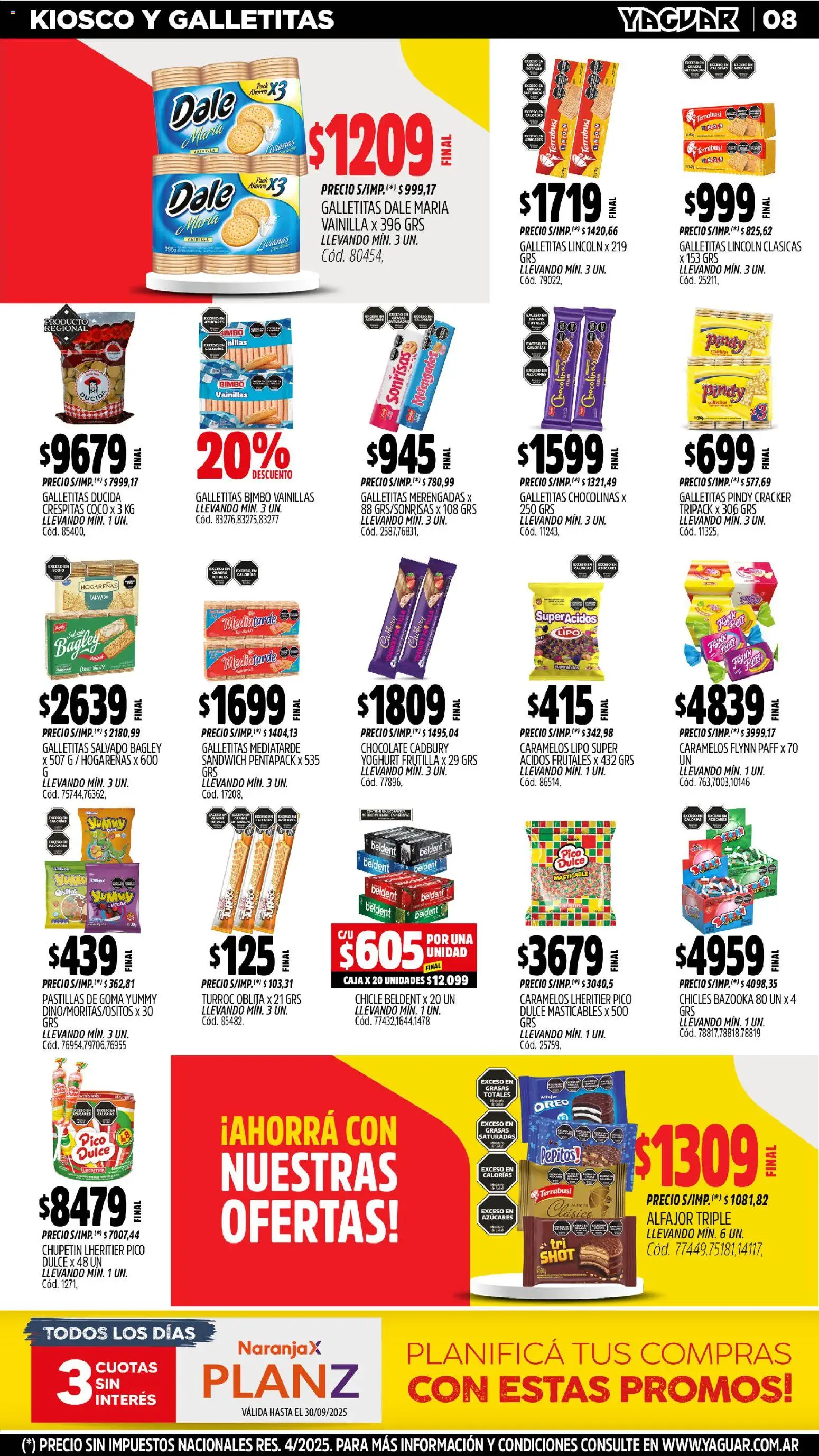Yaguar - San Juan │ válido desde el 27.10.2025 | Página: 8 | Productos: Chicles, Frutilla, Chocolate, Alfajor