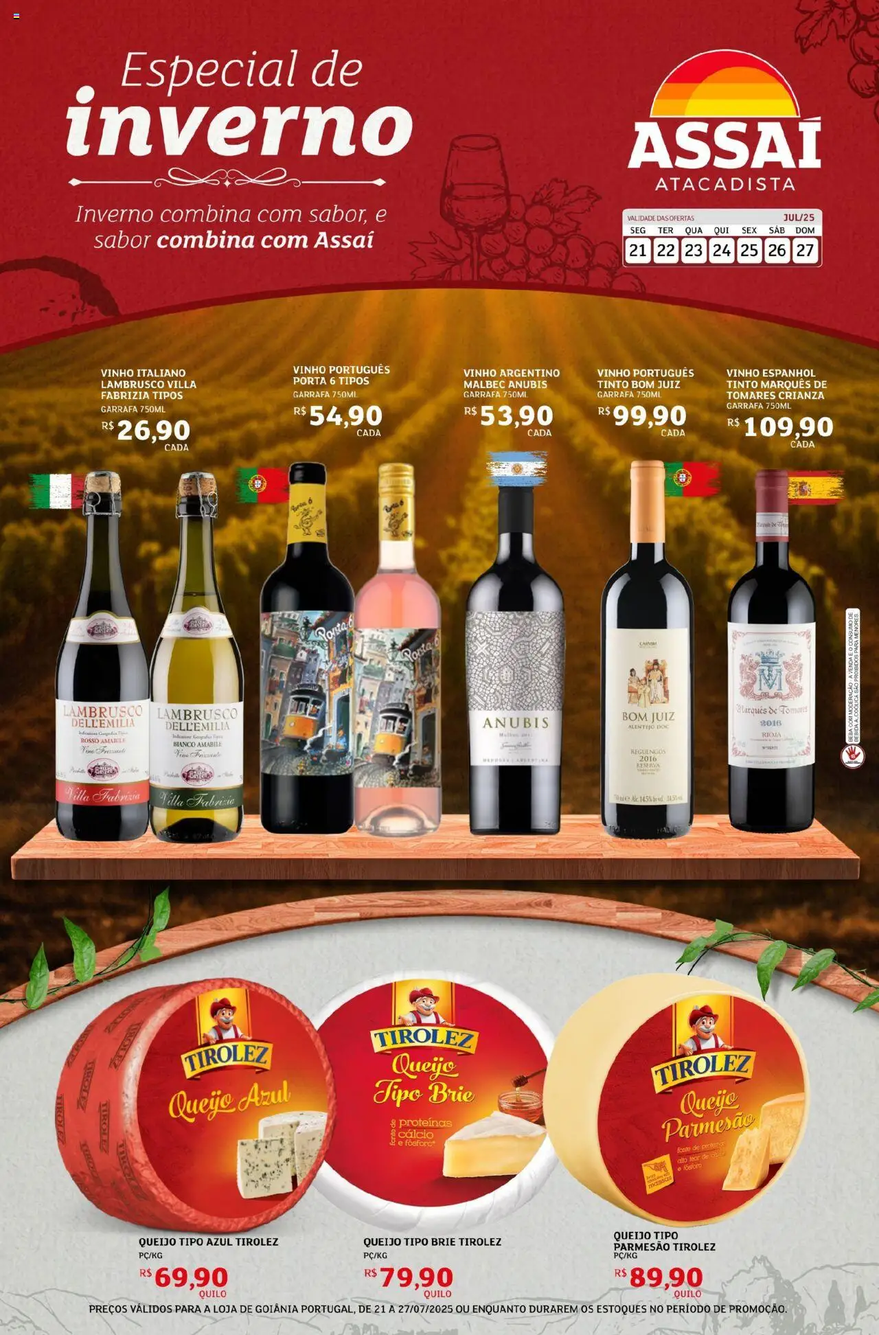 Assaí Atacadista Folheto - válido de 21.07.2025 | Página: 1 | Produtos: Porta, Queijo, Parmesão, Cálcio