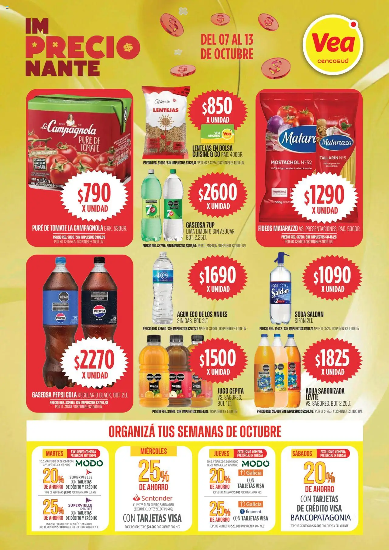 Vea - Ofertas Córdoba │ válido desde el 07.10.2025 | Página: 3 | Productos: Gaseosa, Tomate, Pure de Tomate, Fideos