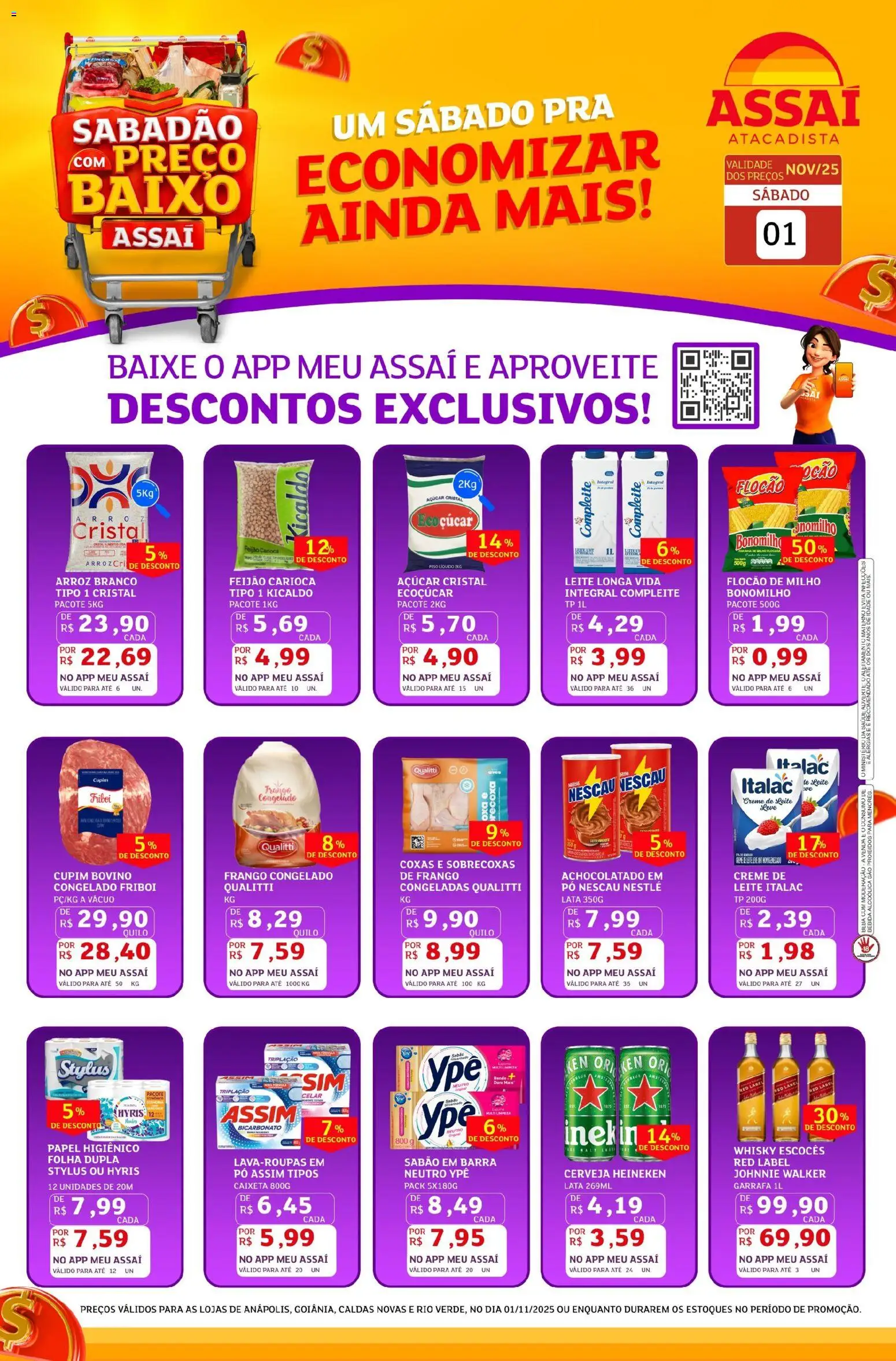 Assaí Atacadista Folheto - válido de 01.11.2025 | Página: 1 | Produtos: Achocolatado, Leite, Cerveja, Creme de leite