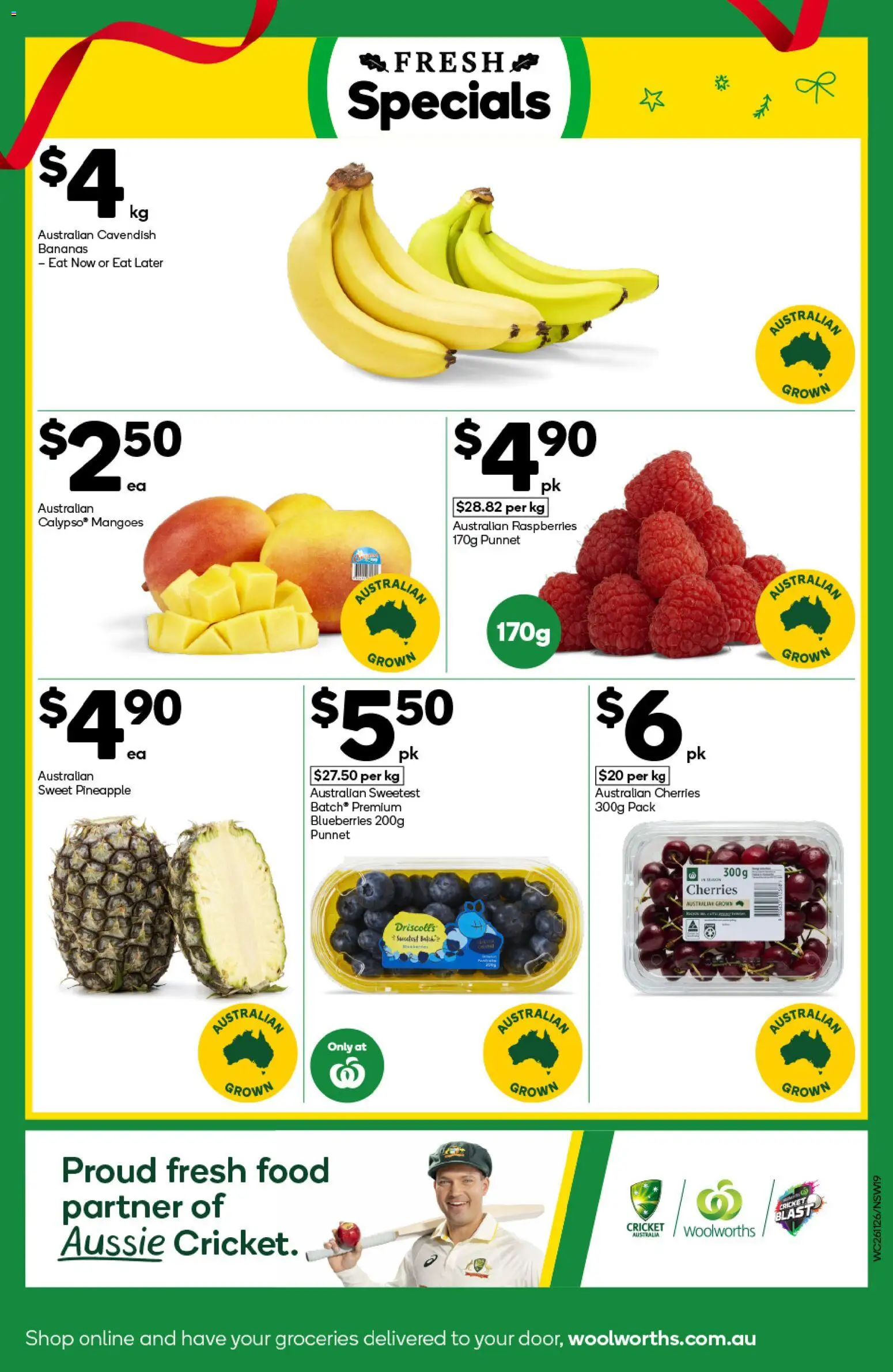 Woolworths catalogue - valid from 26.11.2025 | Page: 19 | Products: Cherries, Bananas, Pineapple, Blueberries