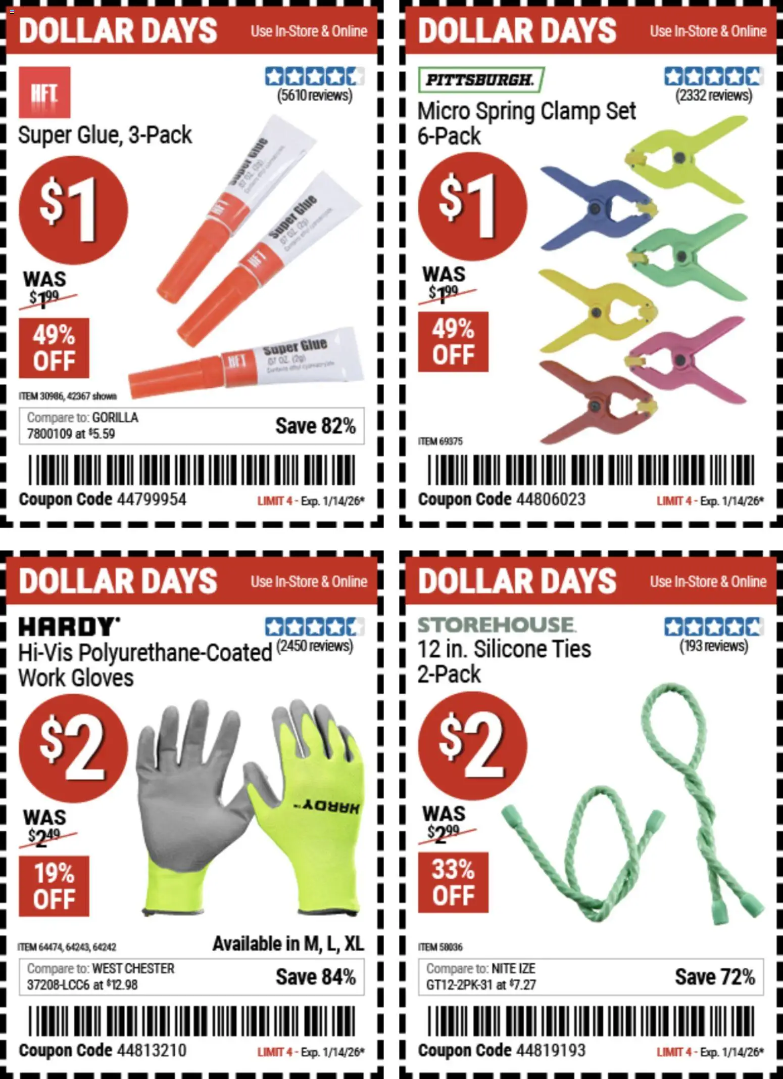 Harbor Freight Dollar Days - valid from 01.01.2026 | Page: 5 | Products: Clamp, Gloves