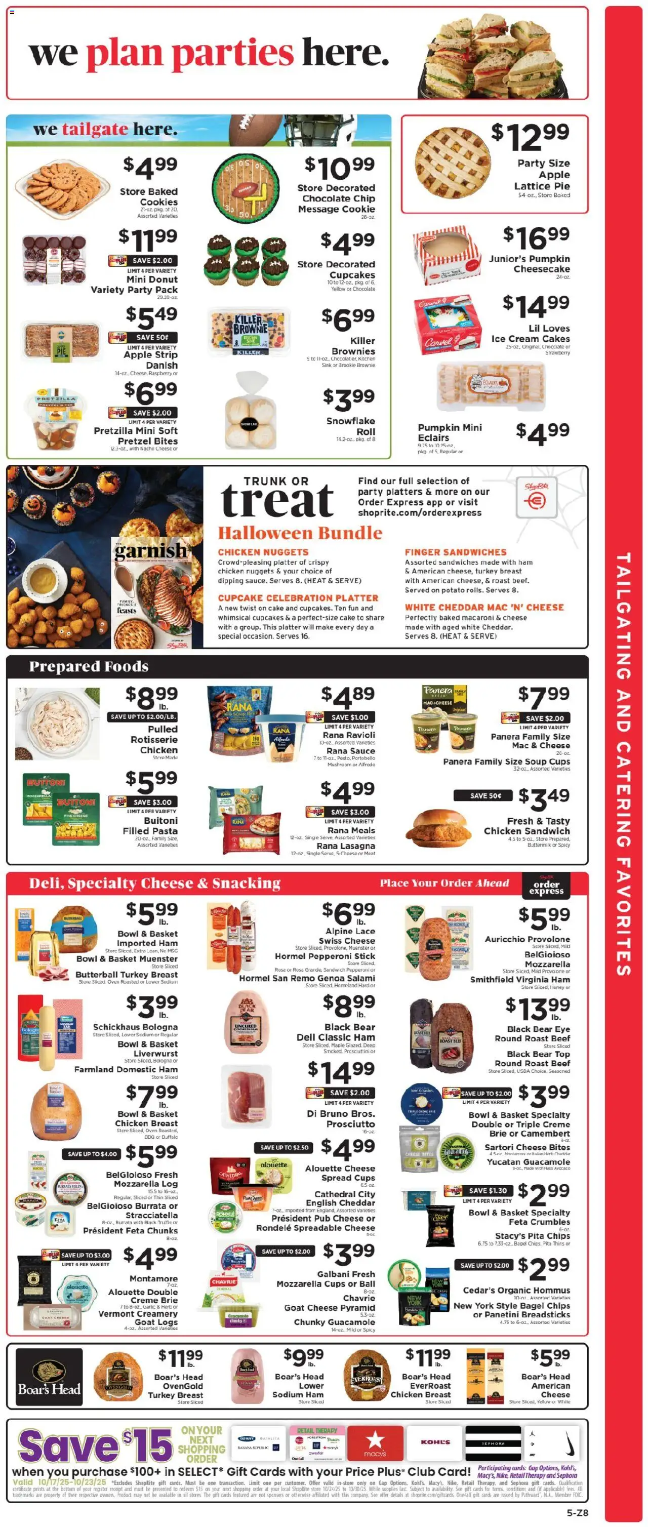 ShopRite Weekly Ad - valid from 17.10.2025 | Page: 5 | Products: Ham, Bow, Chocolate Chip, Cupcake