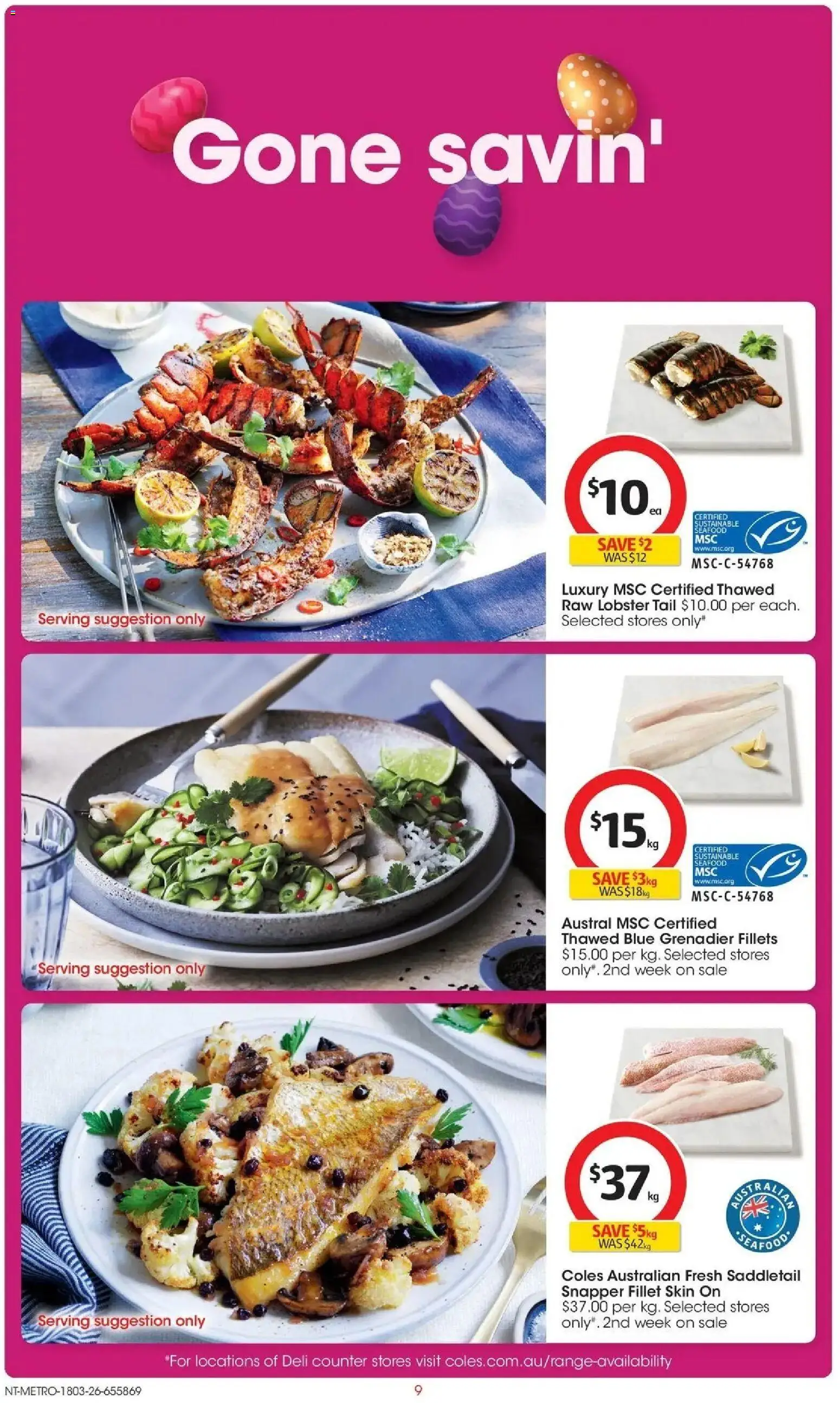 Coles catalogue - valid from 17.03.2026 | Page: 9 | Products: Lobster, Sustainable, Seafood