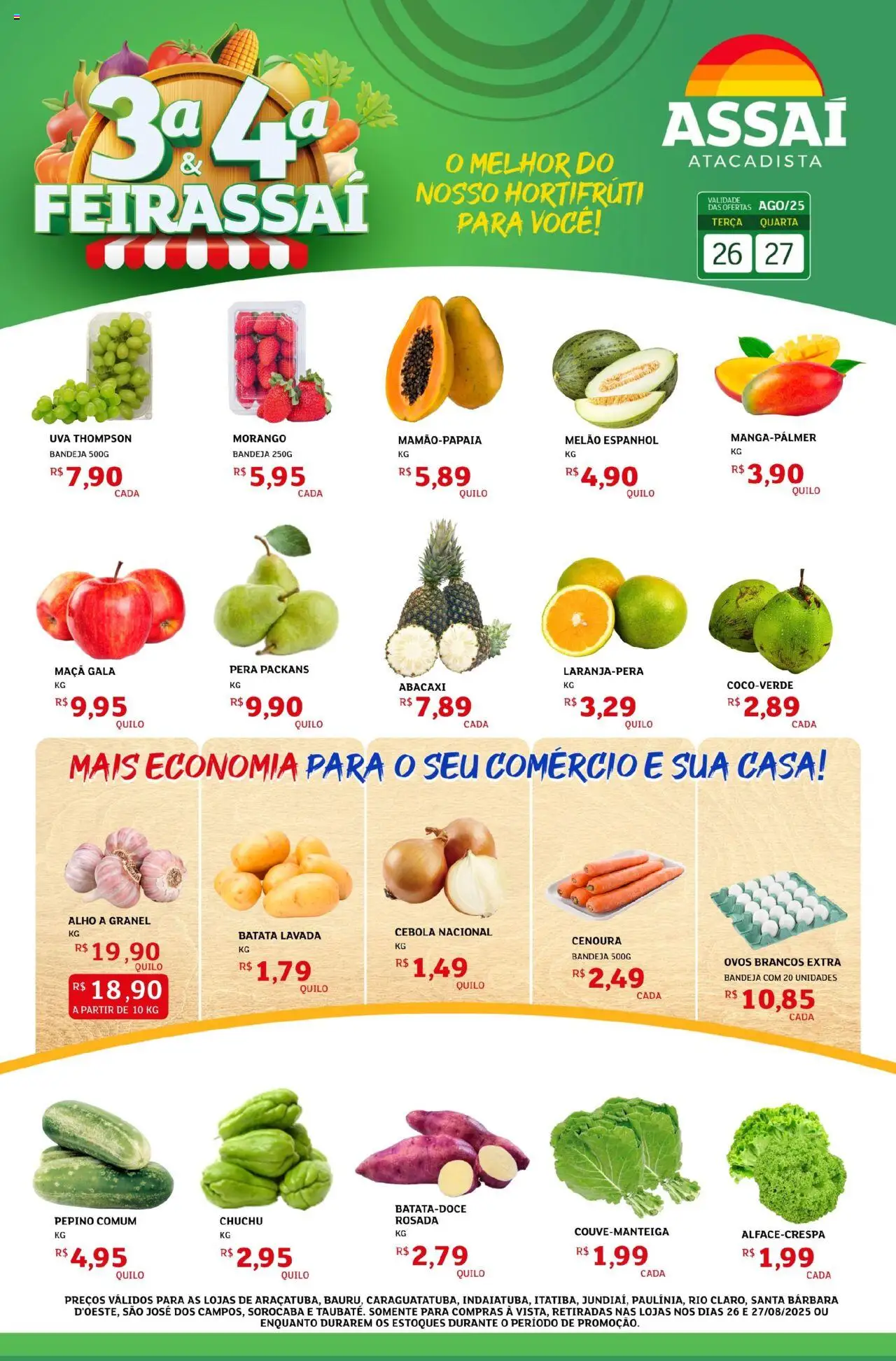 Assaí Atacadista Folheto - válido de 26.08.2025 | Página: 1 | Produtos: Alho, Abacaxi, Bandeja, Batata