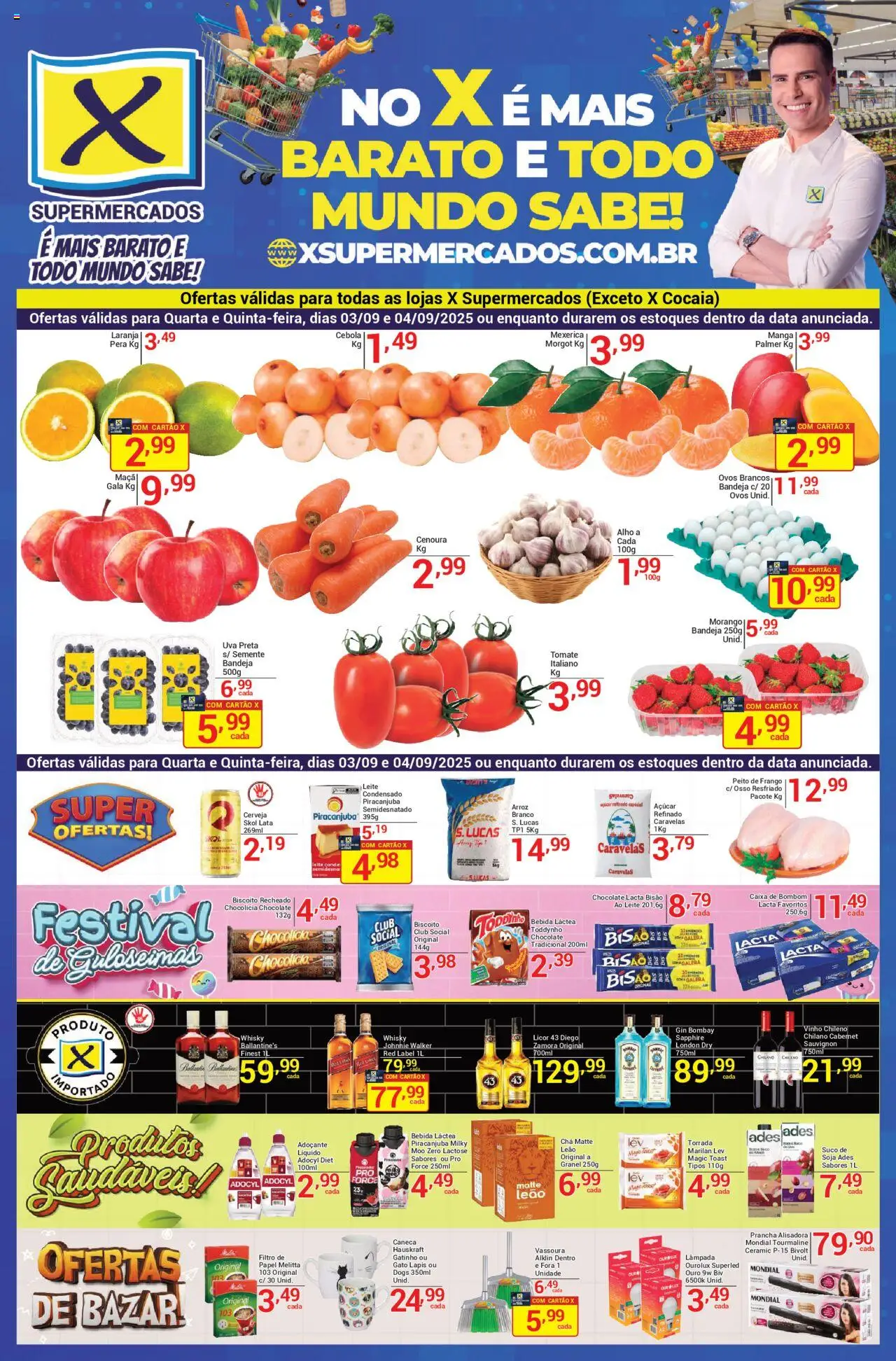 X Supermercados Folheto - válido de 03.09.2025 | Página: 1 | Produtos: Caixa, Ovos, Biscoito recheado, Soja