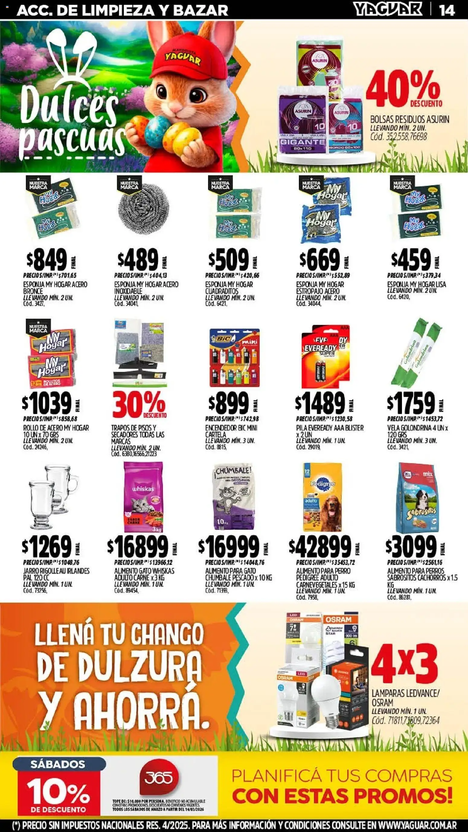 Yaguar - Oferta Semanal Buenos Aires │ válido desde el 16.03.2026 | Página: 13 | Productos: Vela, Pescado, Estropajo, Esponja
