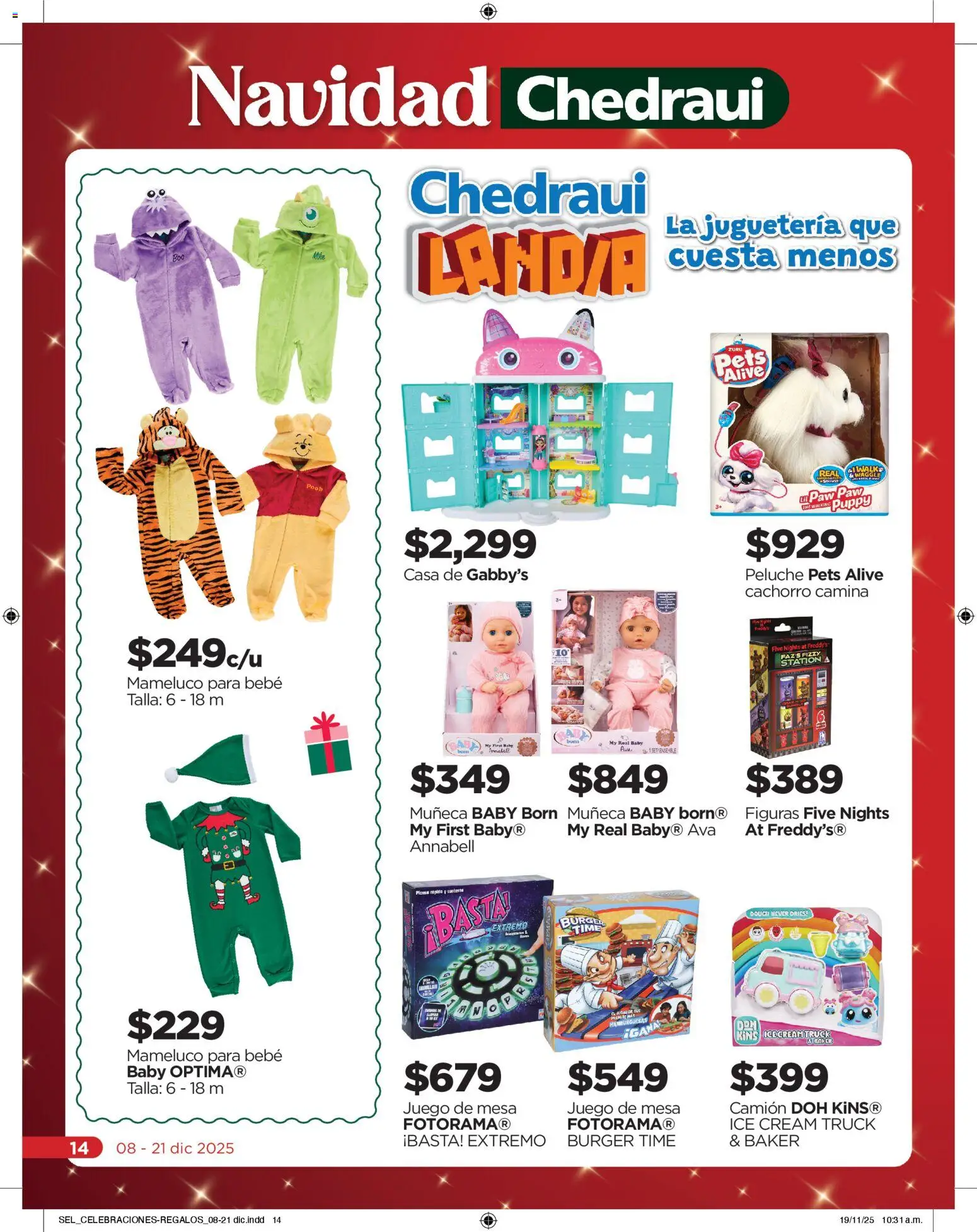 Nuevas ofertas de Chedraui válidas en toda la República Mexicana desde el 08.12.2025. ¡Encuentra las mejores ofertas en Chedraui folleto Celebraciones! | Página: 14 | Productos: Juego, Mesa, Mameluco