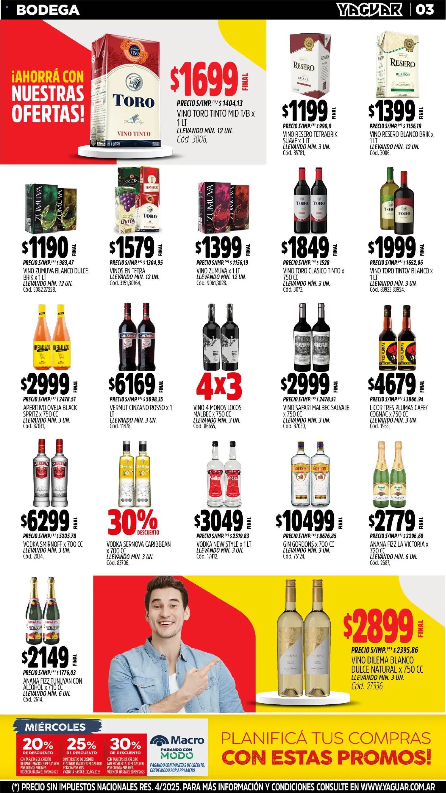 Yaguar - Salta │ válido desde el 27.10.2025 | Página: 3 | Productos: Vodka, Gin, Ananá, Café