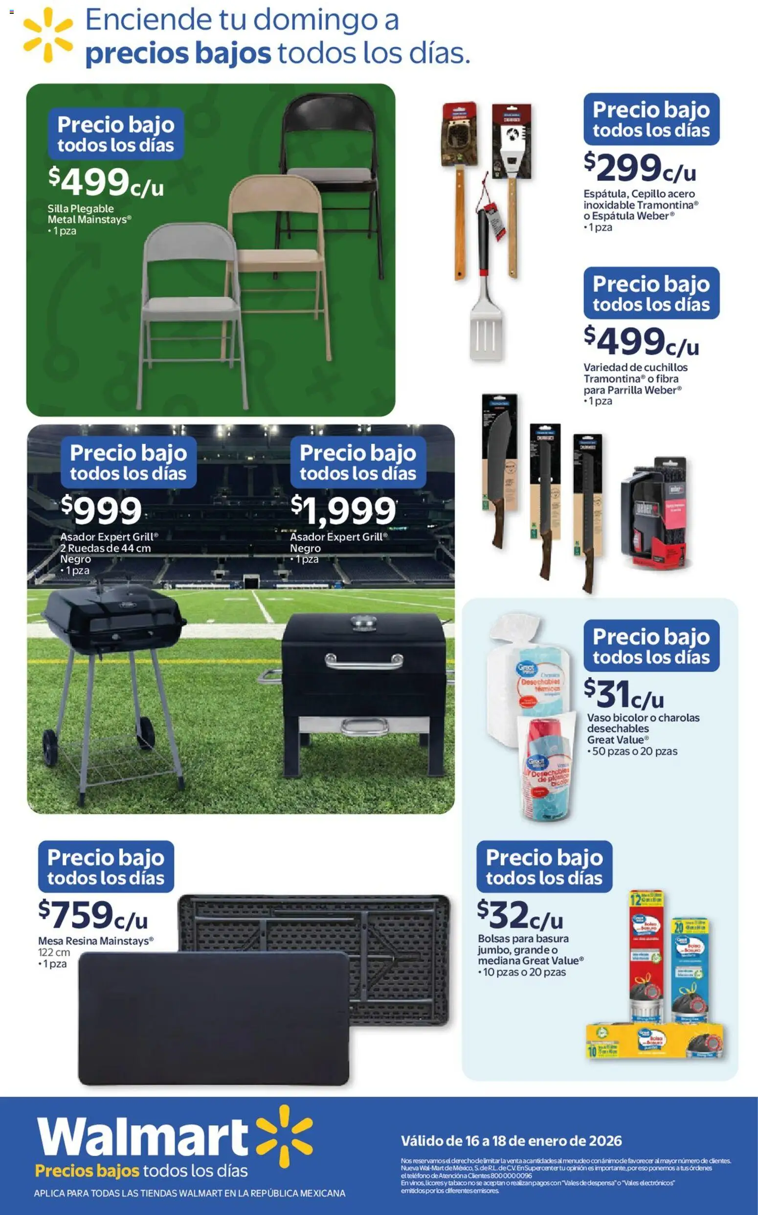 Nuevas ofertas de Walmart válidas en toda la República Mexicana desde el 16.01.2026. ¡Encuentra las mejores ofertas en Walmart catálogo Ofertas! | Página: 7 | Productos: Espátula, Parrilla, Despensa, Mesa