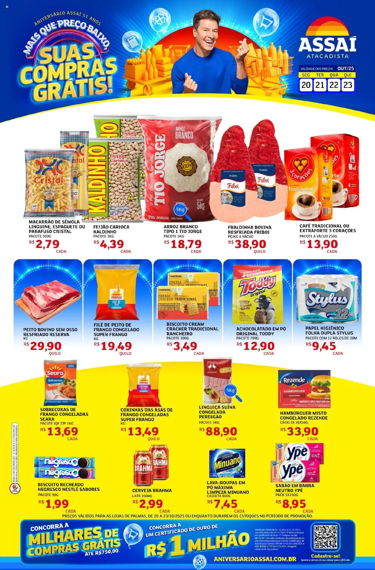Assaí Atacadista Folheto - válido de 20.10.2025 | Página: 1 | Produtos: Celular, Achocolatado, Hambúrguer, Papel higiênico