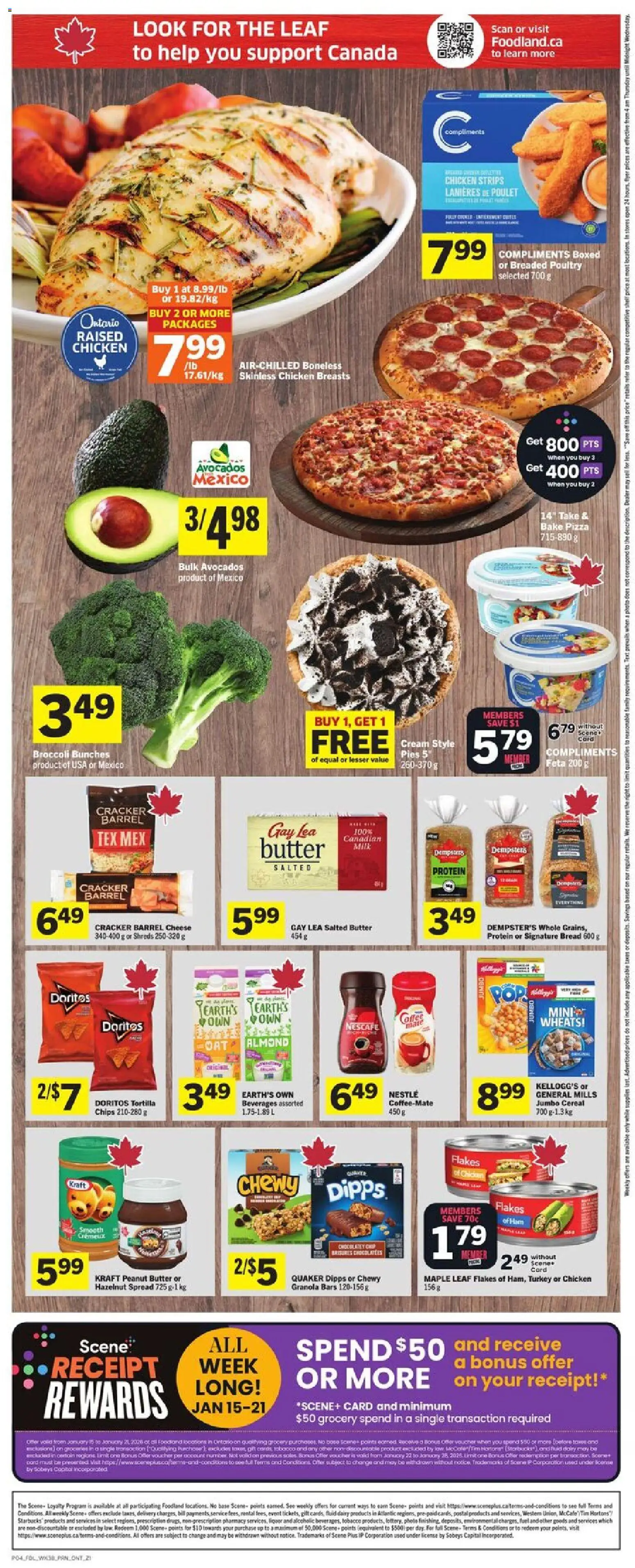 Foodland flyer valid from 15.01.2026 | Page: 2 | Products: Flakes, Turkey, Bread, Pizza