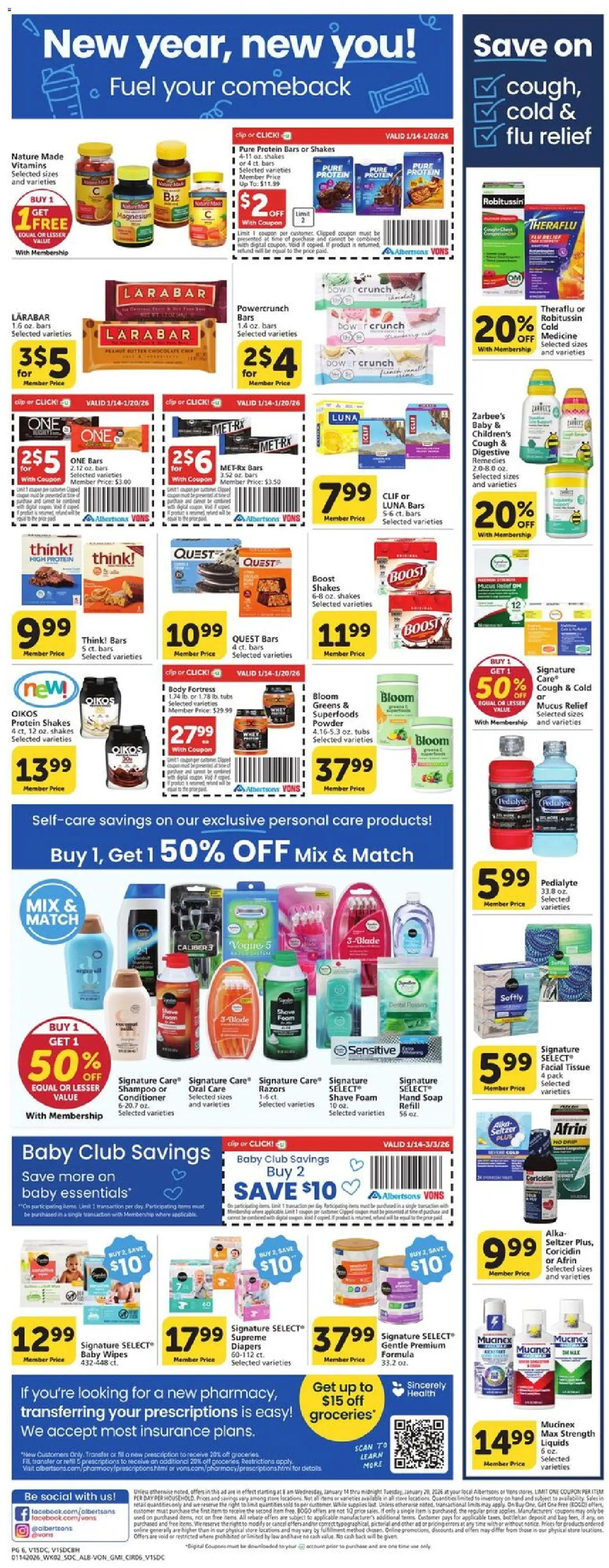 Vons Weekly Ad - valid from 14.01.2026 | Page: 6 | Products: Clip, Conditioner, Apples, Greens