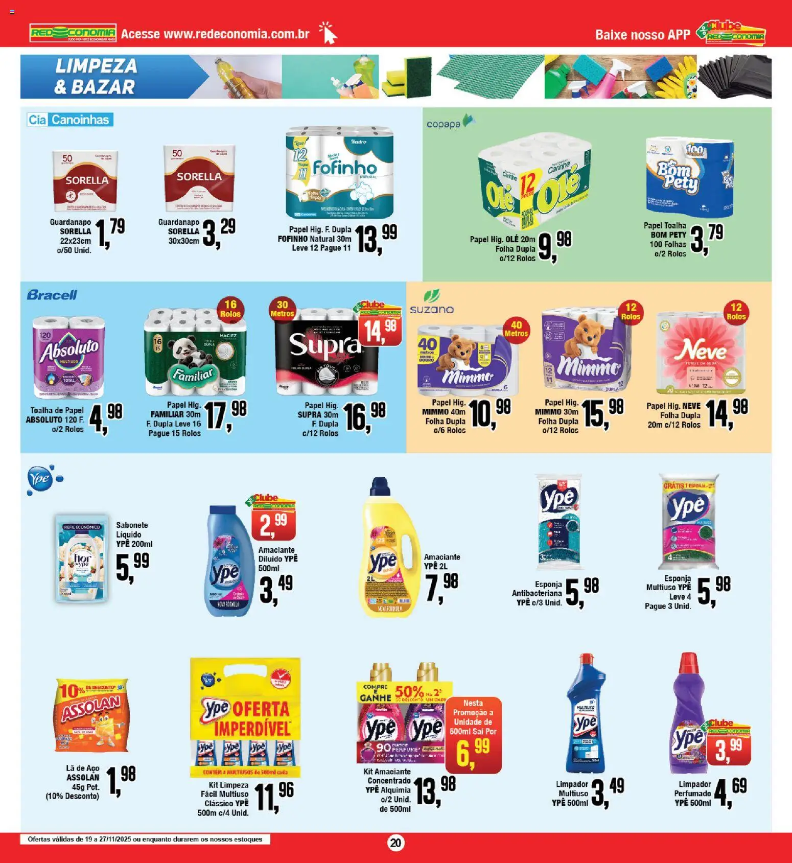 RedEconomia Folheto - válido de 19.11.2025 | Página: 20 | Produtos: Papel toalha, Sabonete, Sabonete líquido, Guardanapo