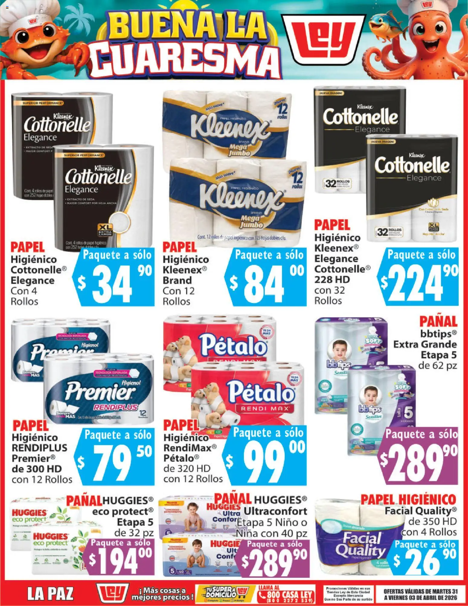 Nuevas ofertas de Casa Ley válidas en toda la República Mexicana desde el 31.03.2026. ¡Encuentra las mejores ofertas en Casa Ley folleto Buena la Cuaresma! | Página: 10 | Productos: Papel higiénico