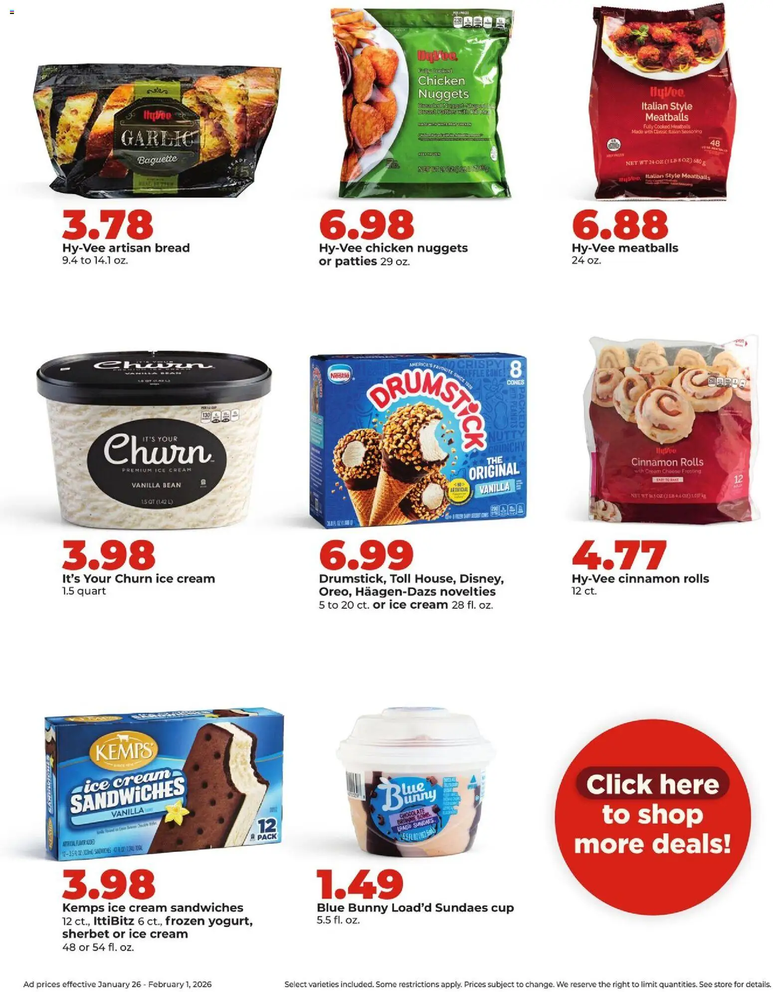 HyVee Weekly Ad - valid from 26.01.2026 | Page: 27 | Products: Chocolate, Cream, Garlic, 2人掛けソファ