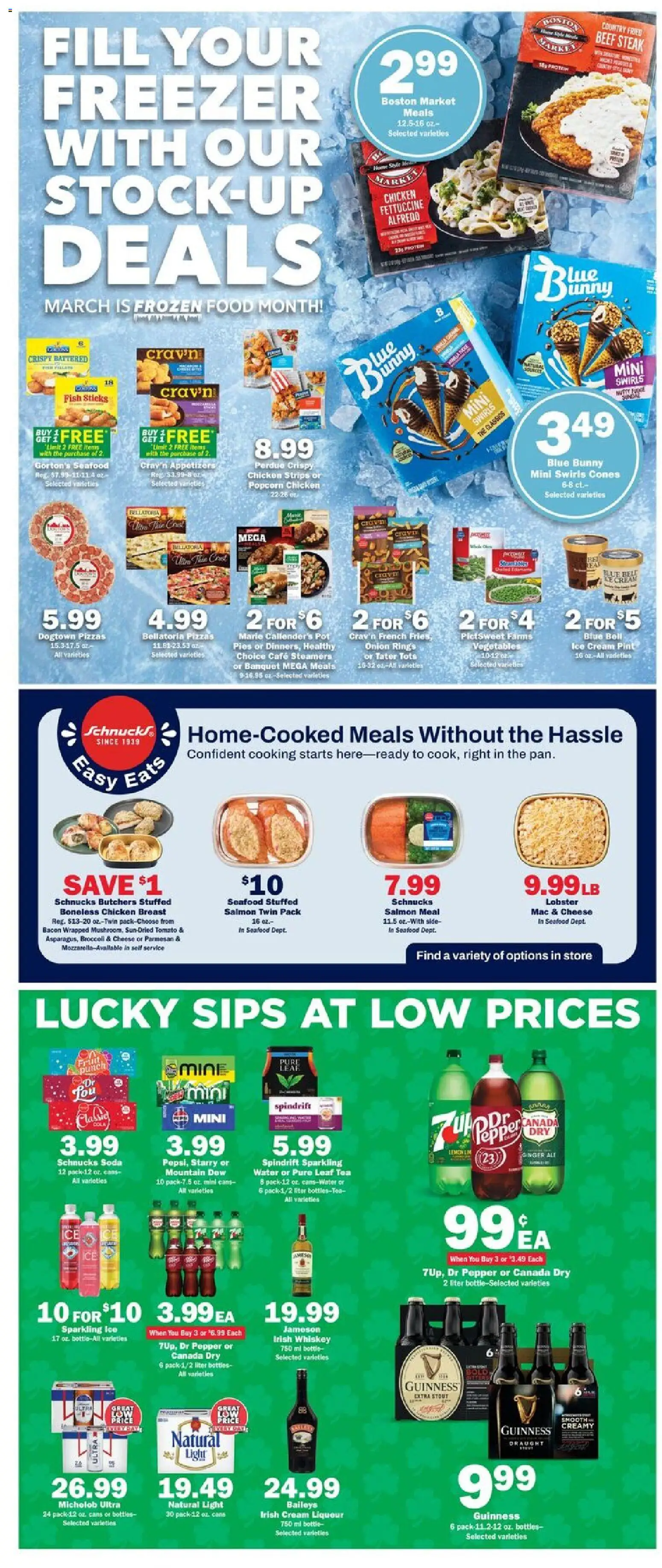 Schnucks Weekly Ad - valid from 11.03.2026 | Page: 3 | Products: Cheese, Whiskey, Ice cream, Vegetables
