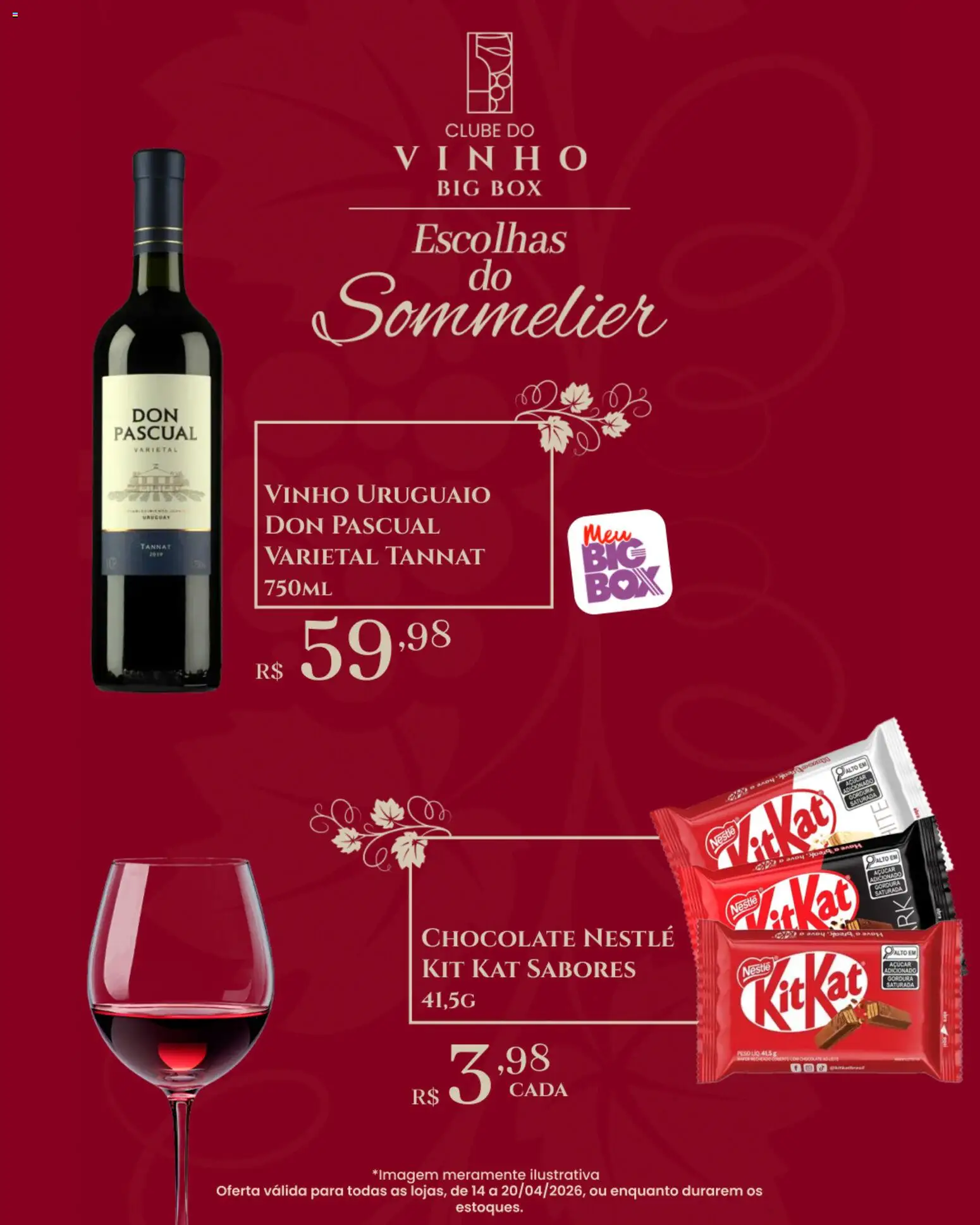 Big Box Folheto - válido de 14.04.2026 | Página: 9 | Produtos: Chocolate, Vinho, Kit Kat, Açúcar