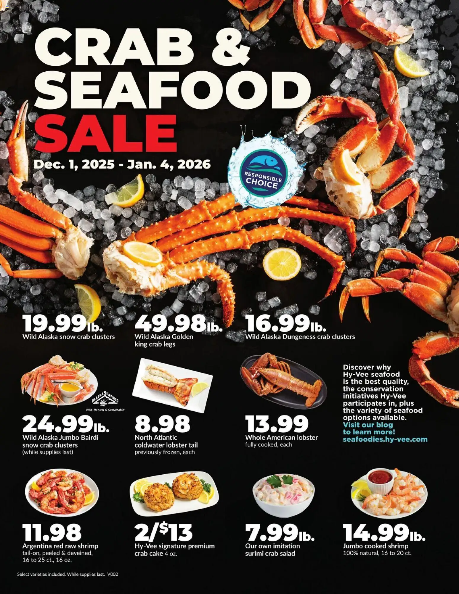 HyVee Crab & Seafood Sale - valid from 01.12.2025 | Page: 1 | Products: Salad, Seafood