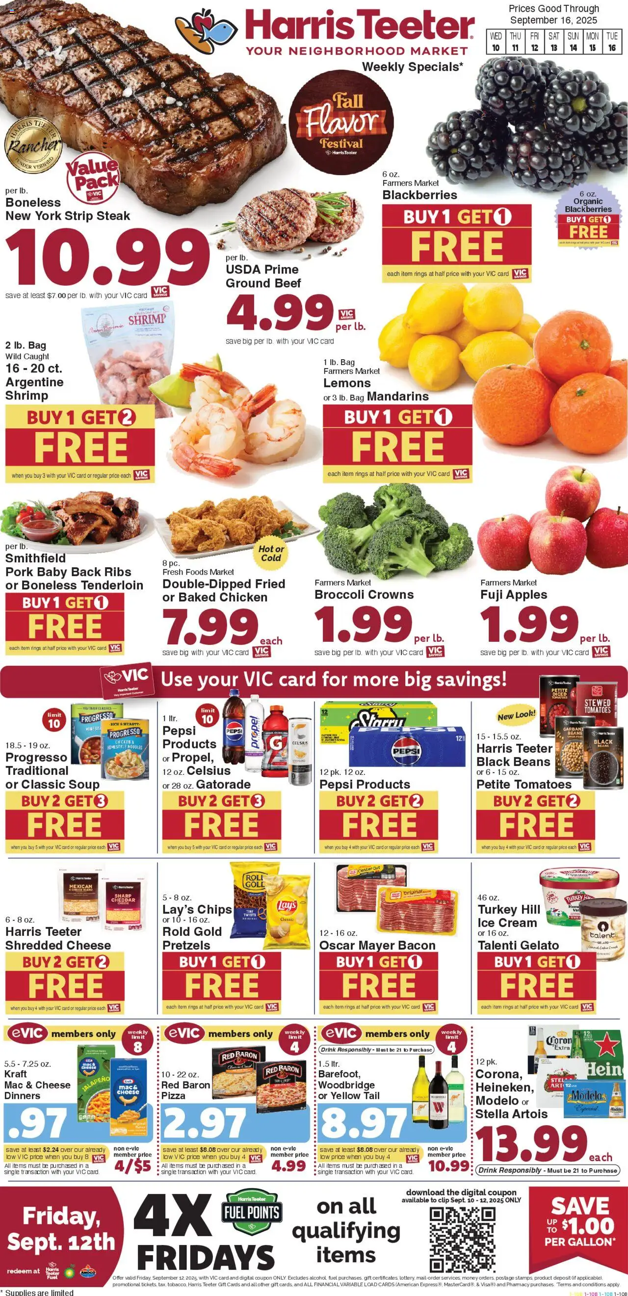 Harris Teeter Weekly Ad - valid from 10.09.2025 | Page: 1 | Products: Broccoli, Cheese, Tomatoes, Bag
