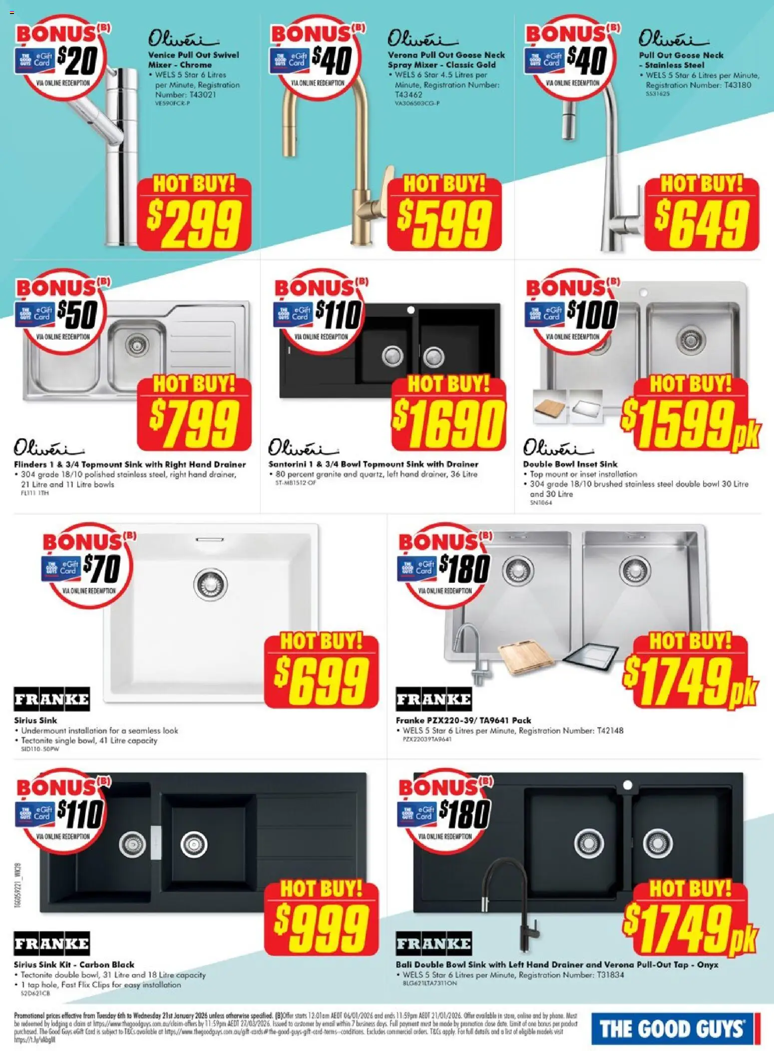 The Good Guys catalogue - valid from 05.01.2026 | Page: 13 | Products: Sink, Tap, Clips, Mixer