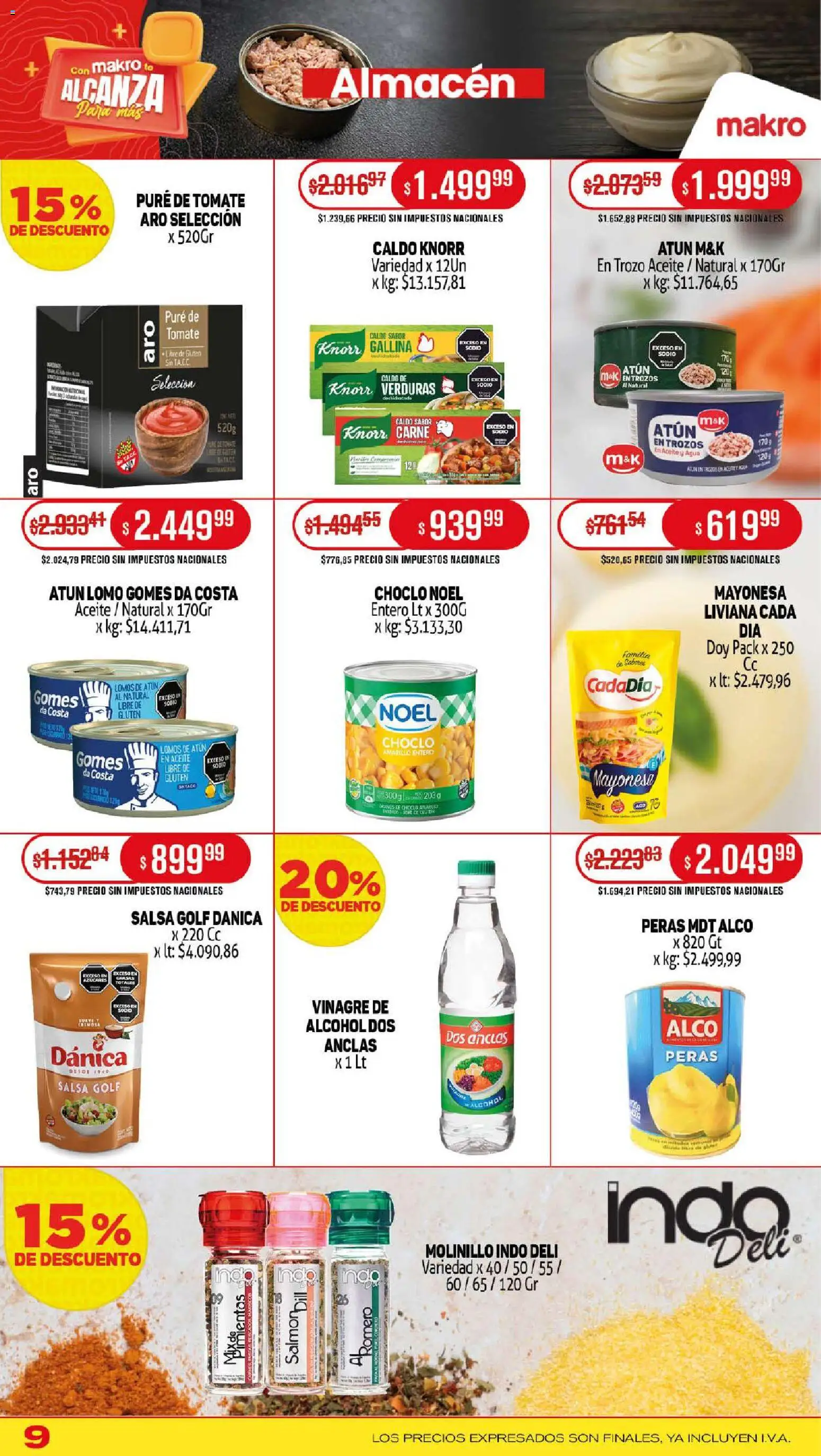 Makro ofertas │ válido desde el 06.11.2025 | Página: 9 | Productos: Atún, Tomate, Pure de Tomate, Molinillo