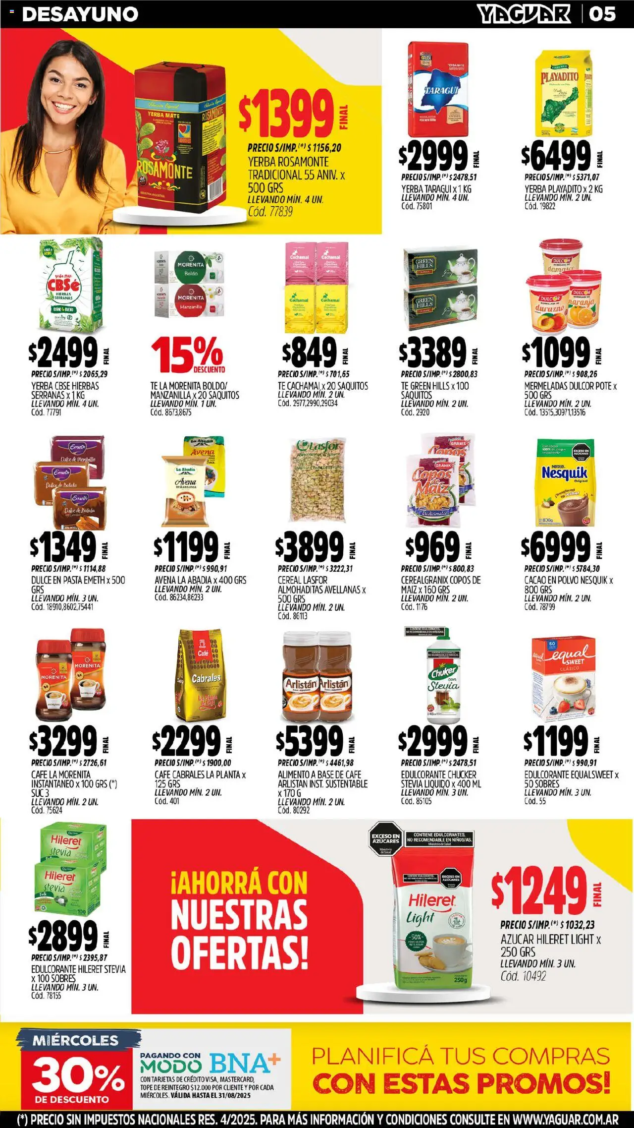 Yaguar - Mar del Plata │ válido desde el 18.08.2025 | Página: 5 | Productos: Batata, Durazno, Maiz, Pasta