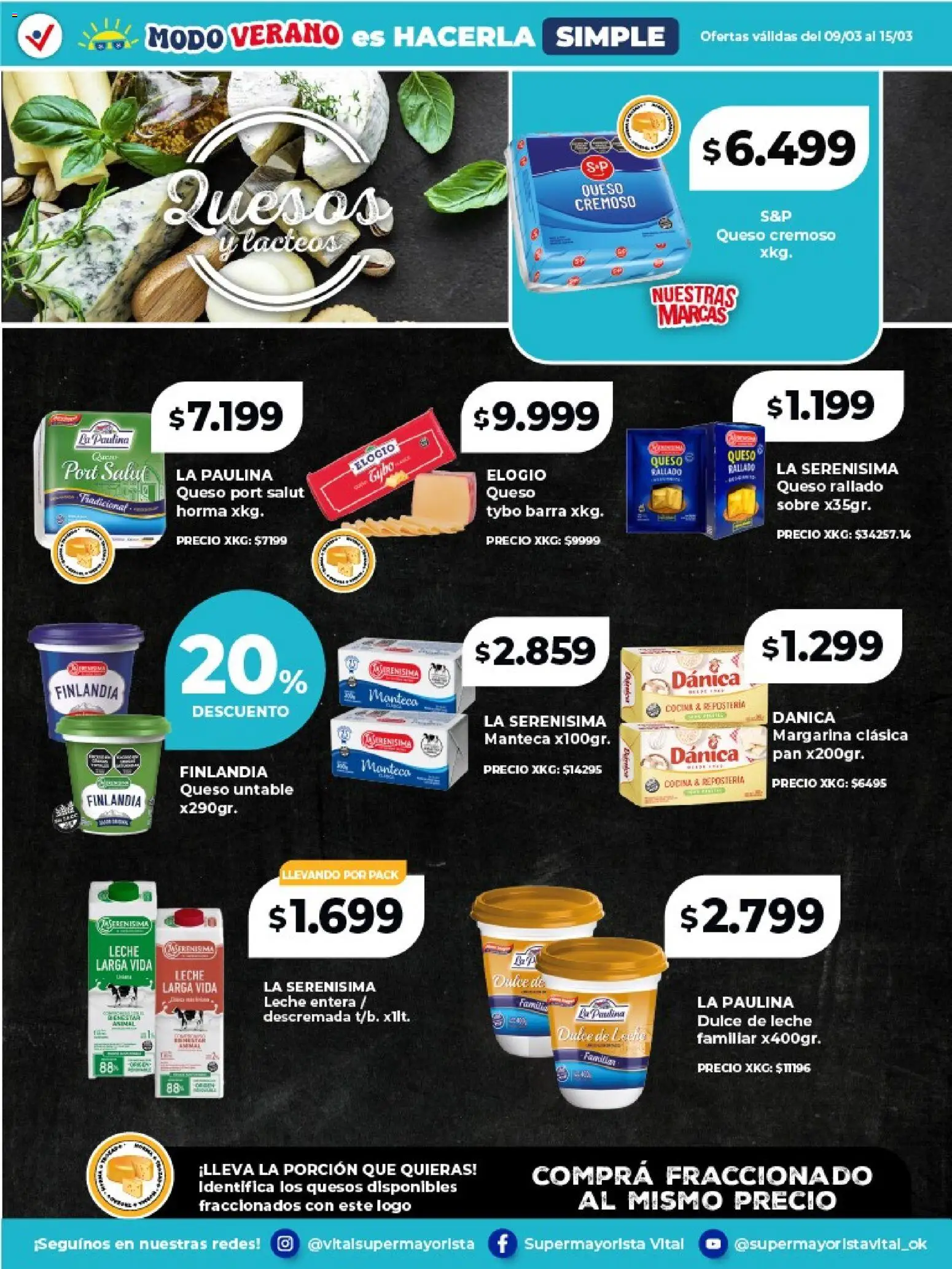 Vital - Especial de frescos │ válido desde el 09.03.2026 | Página: 4 | Productos: Sobre, Dulce de leche, Queso, Pan