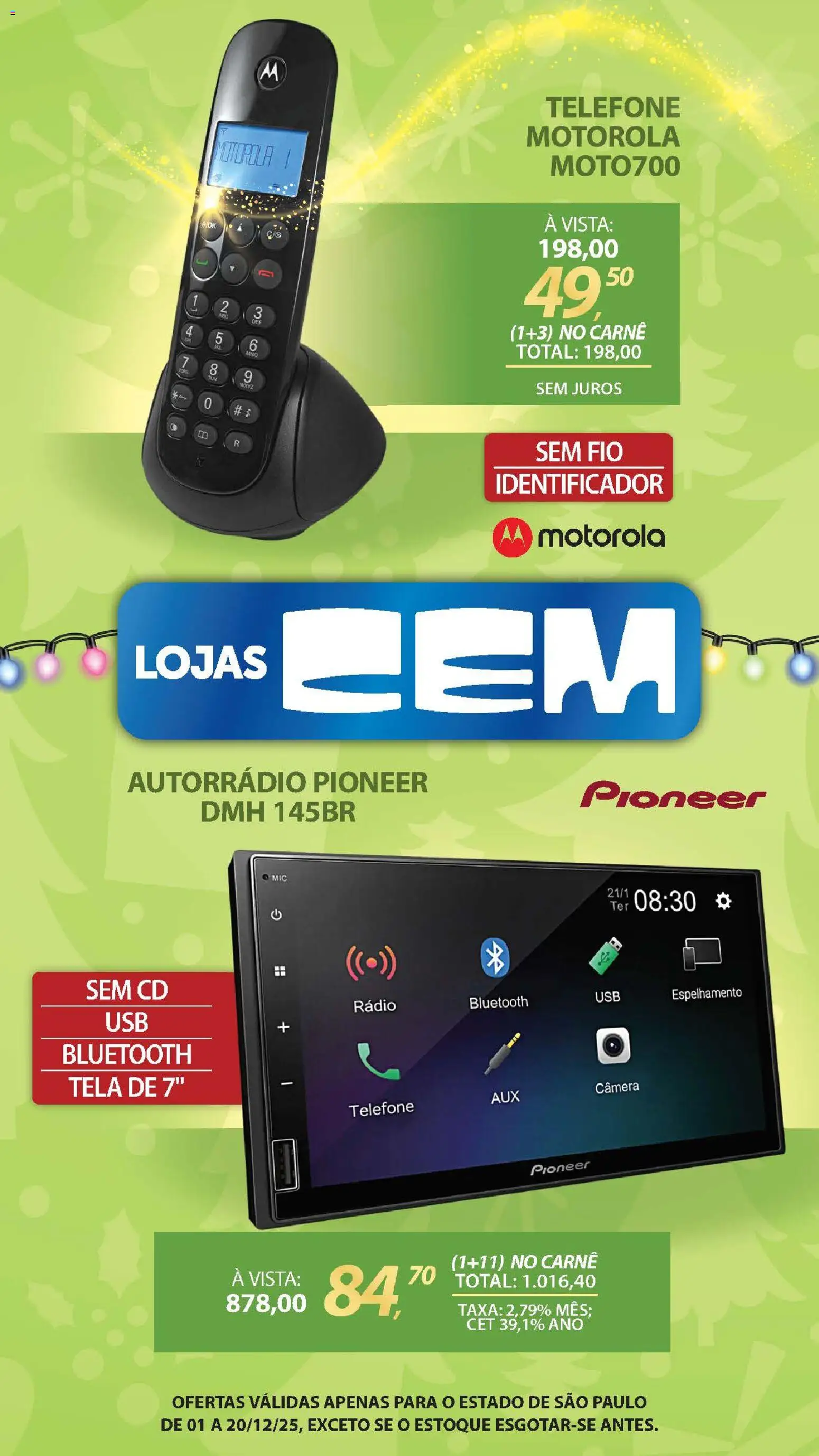 Lojas Cem Folheto - válido de 01.12.2025 | Página: 48 | Produtos: Tela, Telefone, Rádio, Câmera