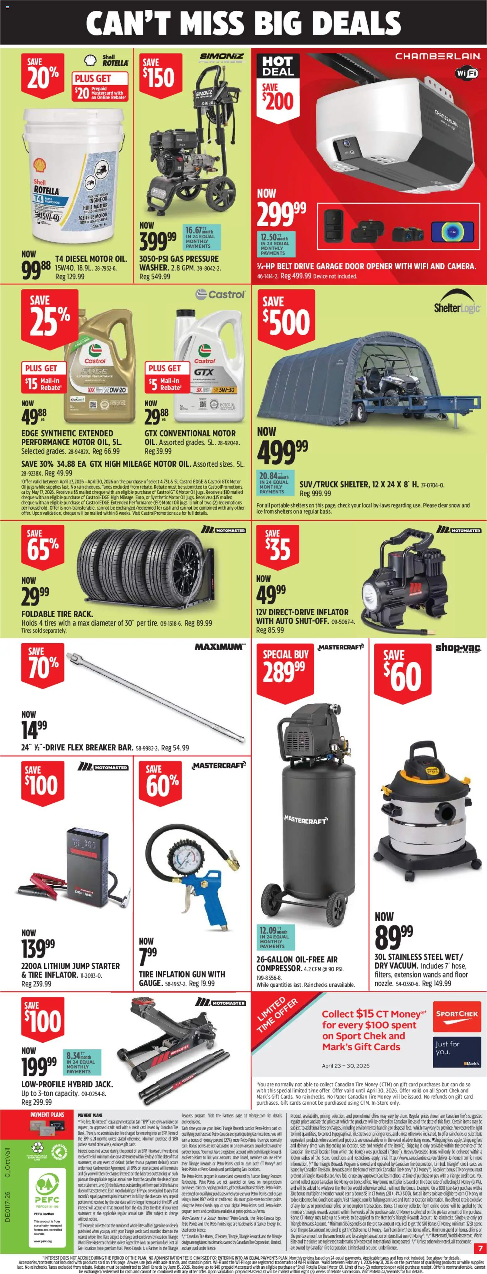 Canadian Tire flyer valid from 23.04.2026 | Page: 7 | Products: Belt, Oil