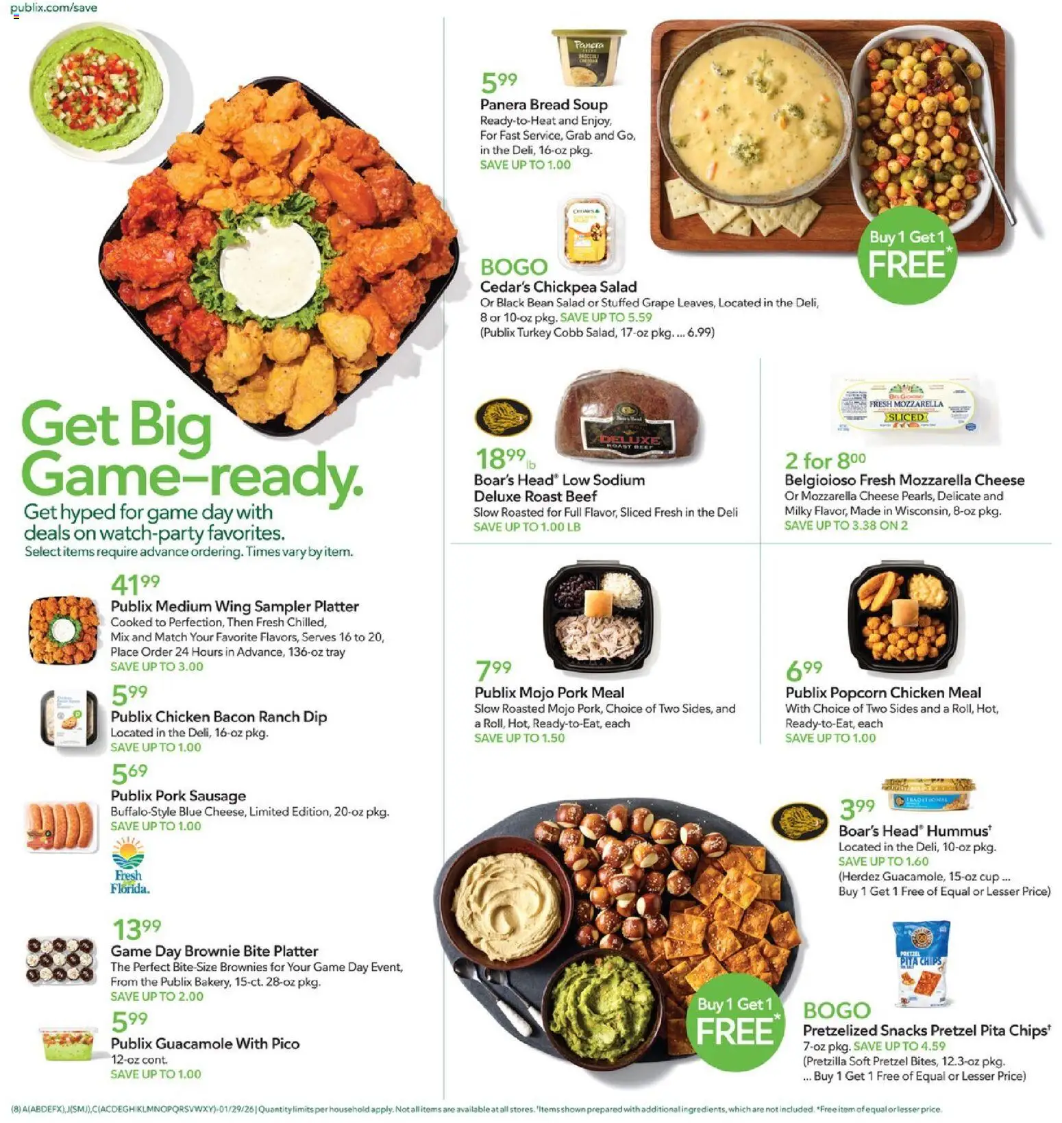 Publix Weekly Ad - valid from 28.01.2026 | Page: 8 | Products: Pork, Beef, Chips, Game