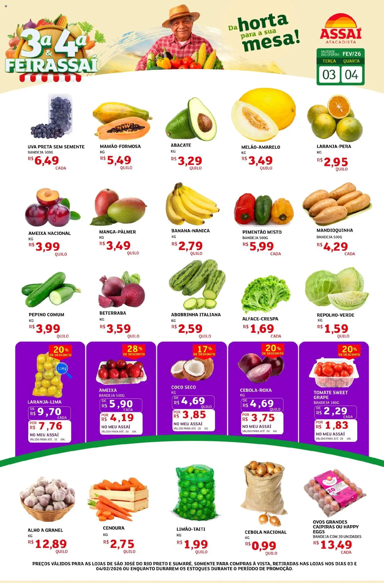 Assaí Atacadista Folheto - válido de 03.02.2026 | Página: 1 | Produtos: Coco, Beterraba, Mesa, Ameixa