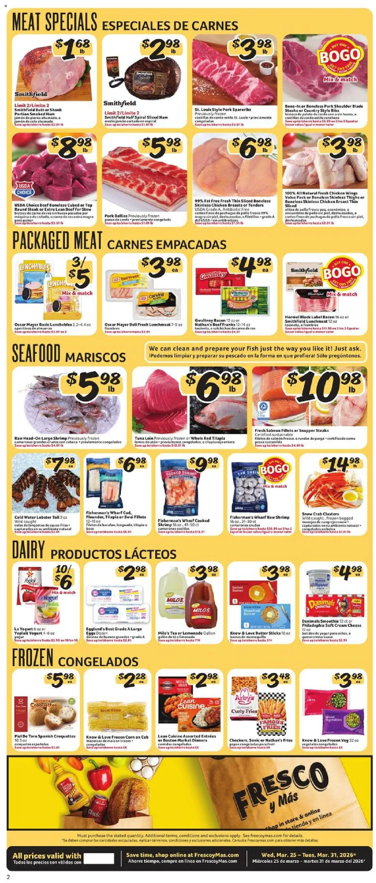 Fresco y Más Weekly Ad - valid from 25.03.2026 | Page: 2 | Products: Yogurt, Tea, Cream, Water