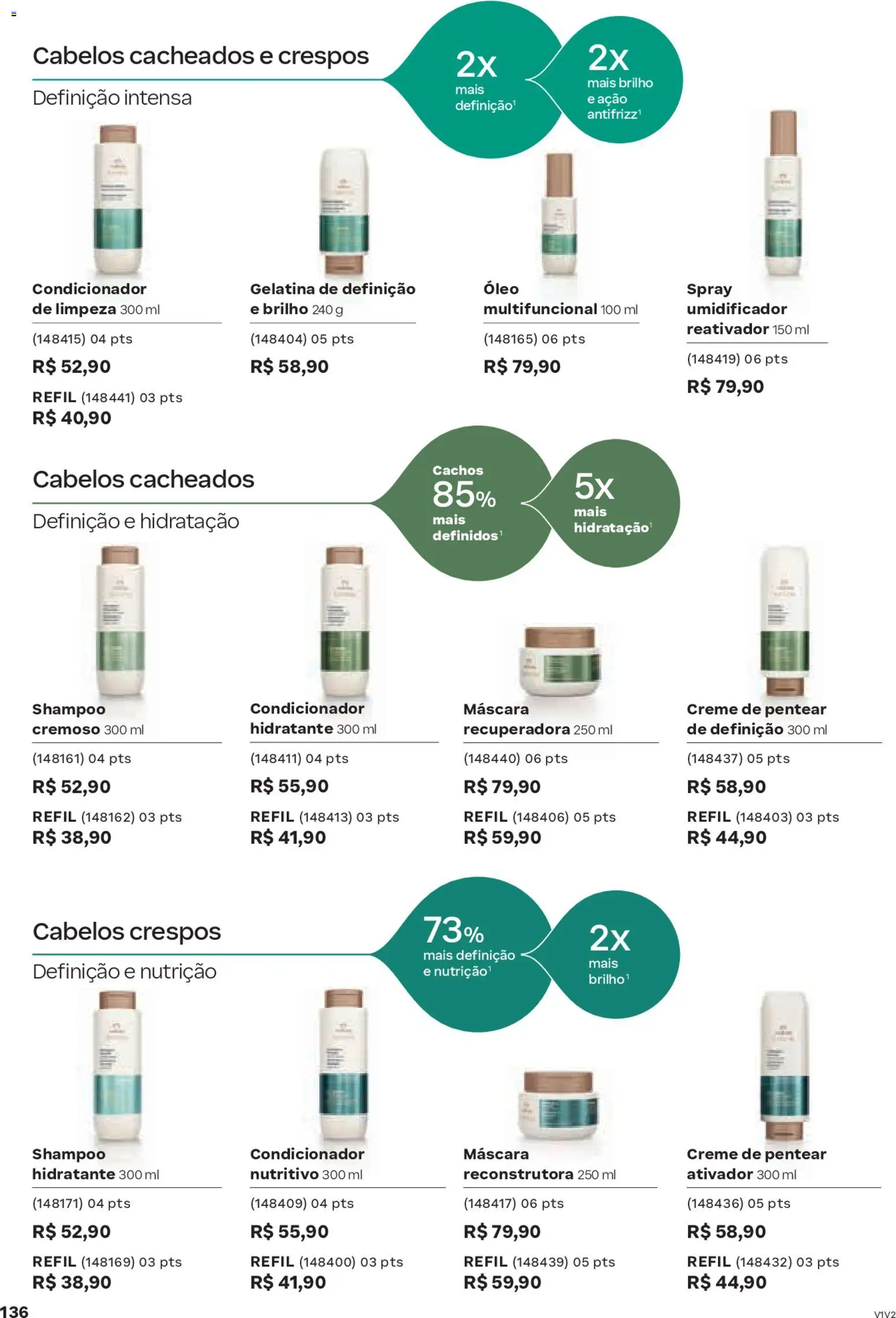 Natura Folheto - válido de 19.02.2026 | Página: 136 | Produtos: Shampoo, Multifuncional, Óleo, Umidificador