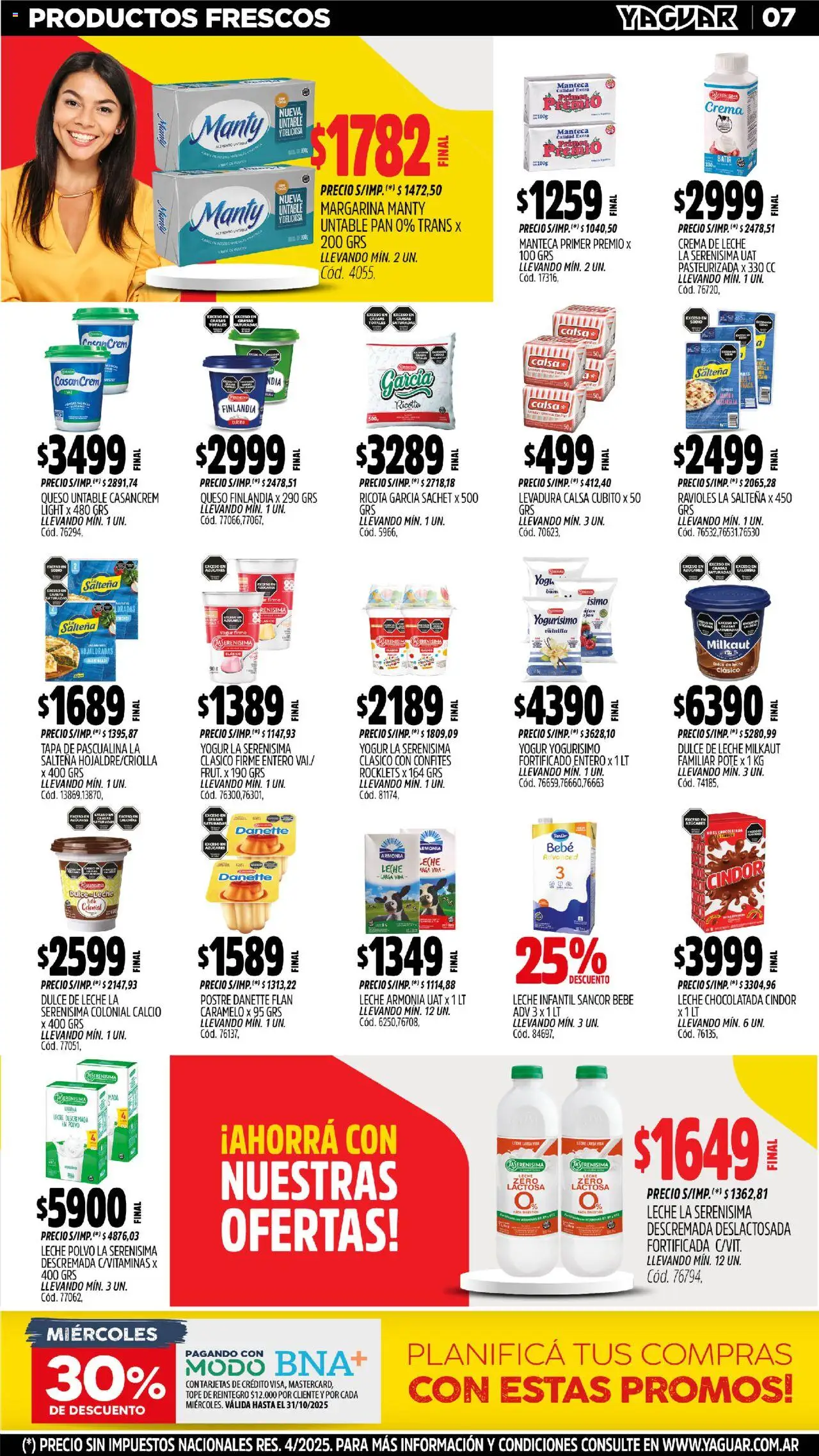 Yaguar - General Roca │ válido desde el 20.10.2025 | Página: 7 | Productos: Crema de leche, Dulce de leche, Leche, Margarina