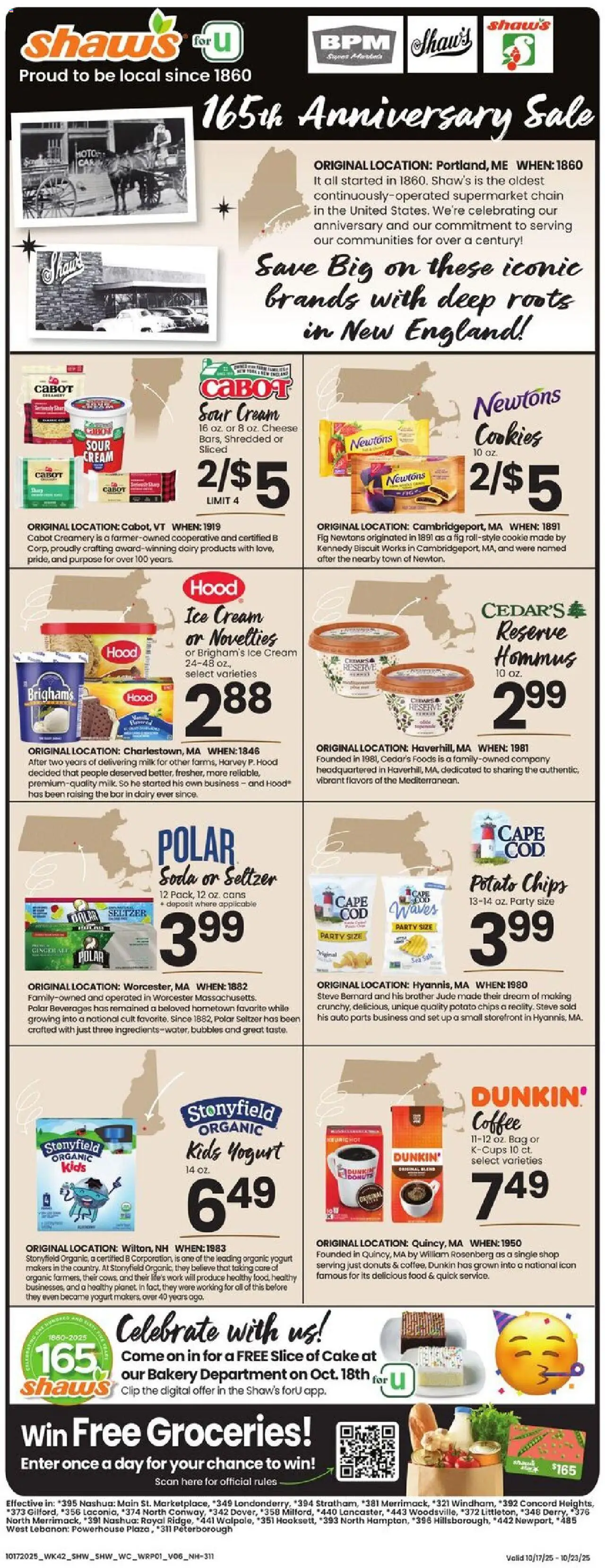 Shaw's Weekly Ad - NH - valid from 17.10.2025 | Page: 1 | Products: Bakery, Clip, Yogurt, Sour cream