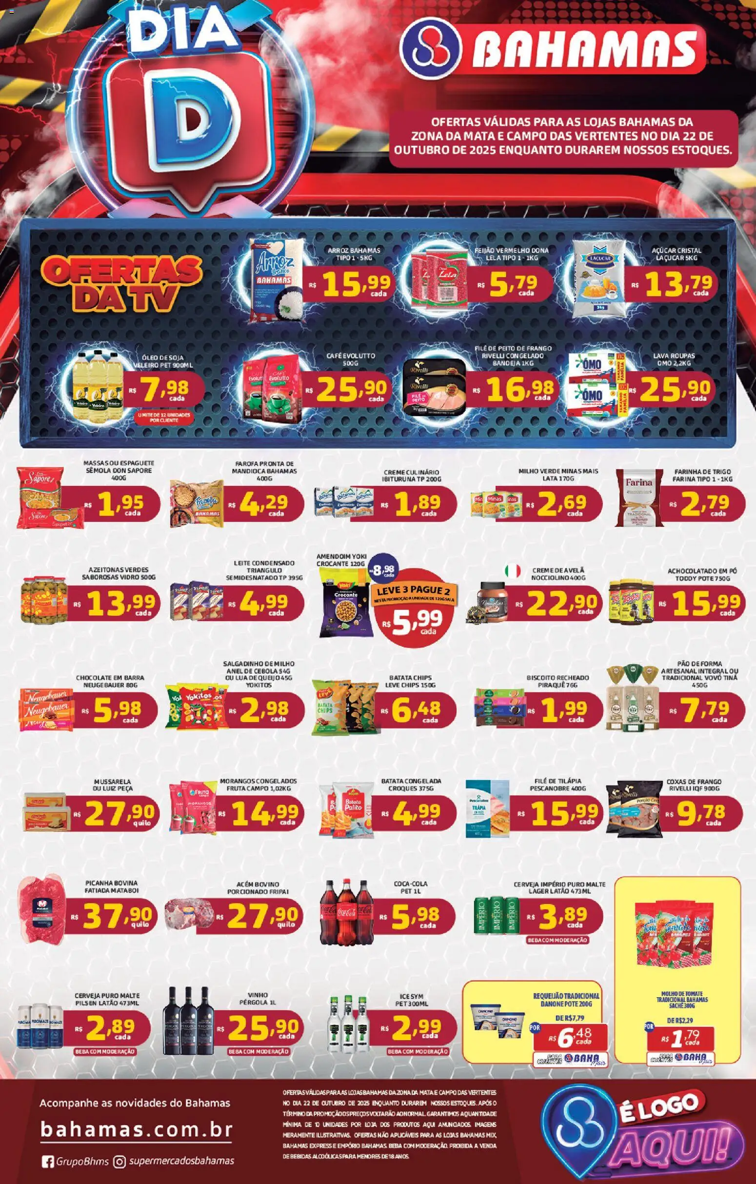 Bahamas Supermercados Folheto - válido de 22.10.2025 | Página: 1 | Produtos: Amendoim, Molho de tomate, Acém, Bandeja