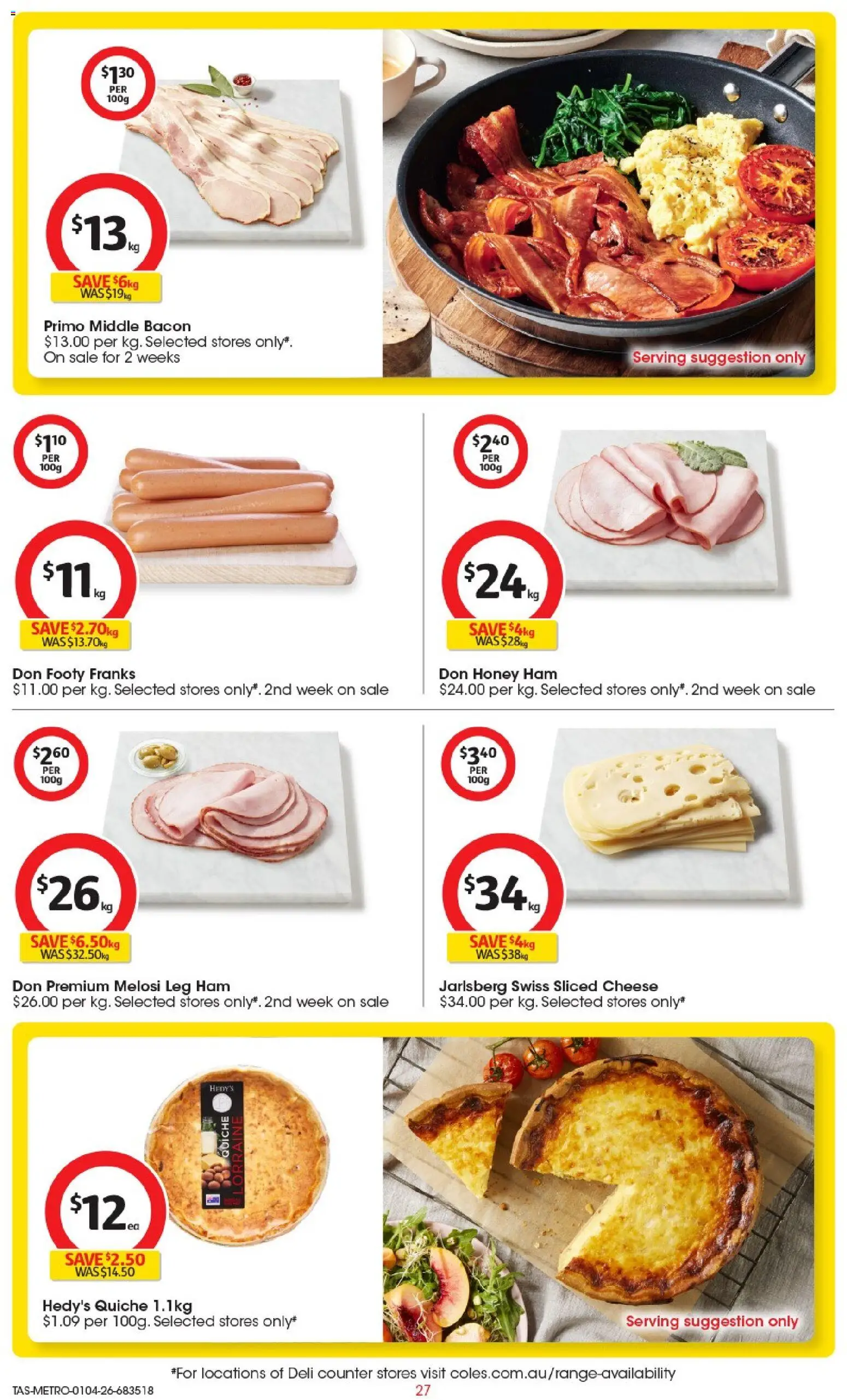 Coles catalogue - valid from 01.04.2026 | Page: 27 | Products: Bacon, Cheese, Ham, Honey