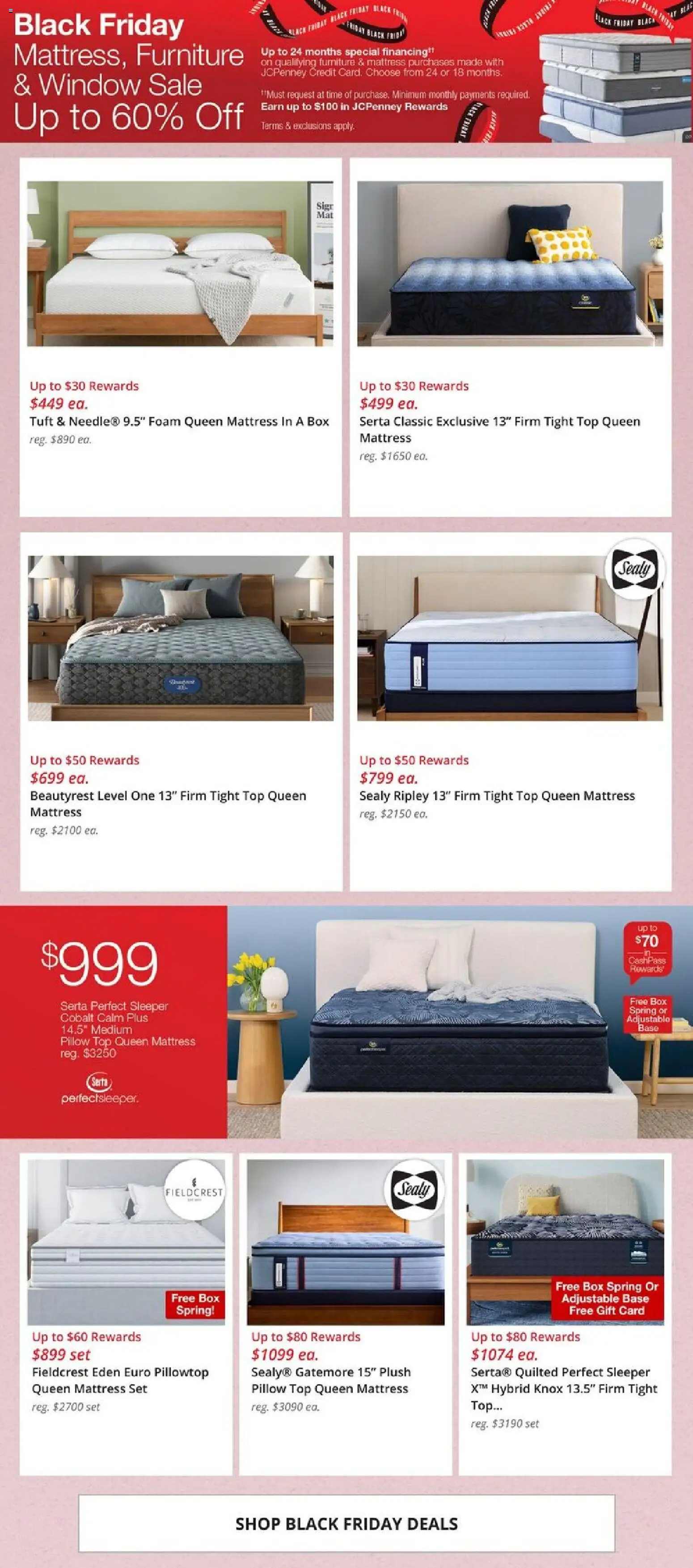 JCPenney Black Friday Home Deals - valid from 21.11.2025 | Page: 7 | Products: Mattress, Pillow, Box, Adjustable Base