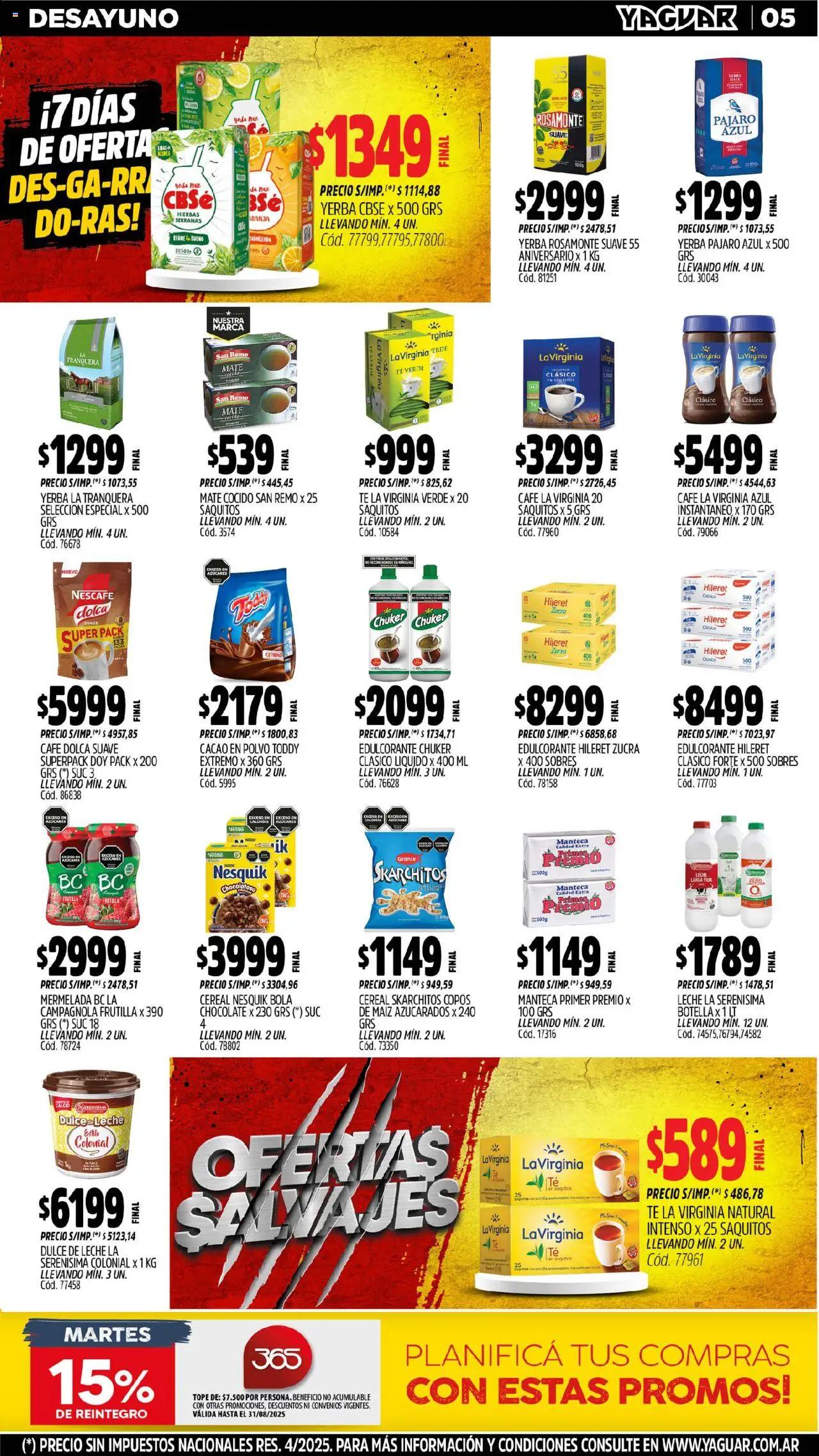 Yaguar - Santa Fe │ válido desde el 11.08.2025 | Página: 5 | Productos: Frutilla, Maiz, Chocolate, Té