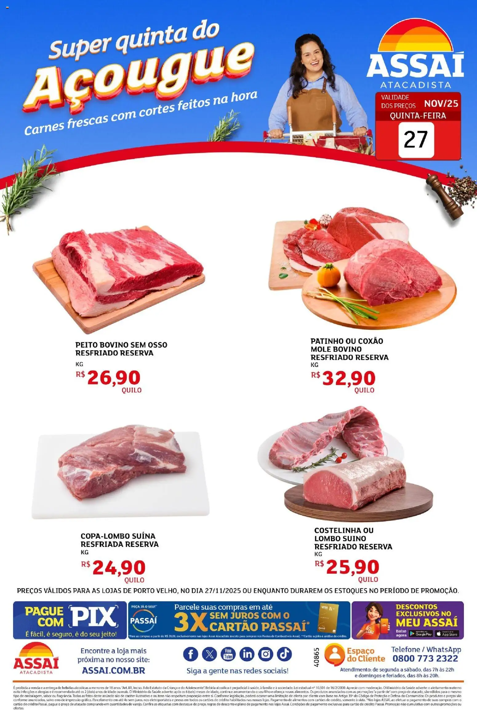 Assaí Atacadista Folheto - válido de 27.11.2025 | Página: 1 | Produtos: Lombo, Pneus, Base, Telefone