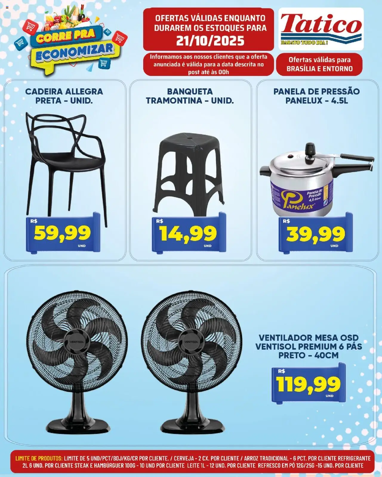 Tatico Folheto - válido de 21.10.2025 | Página: 17 | Produtos: Ventilador, Banqueta, Arroz, Hambúrguer