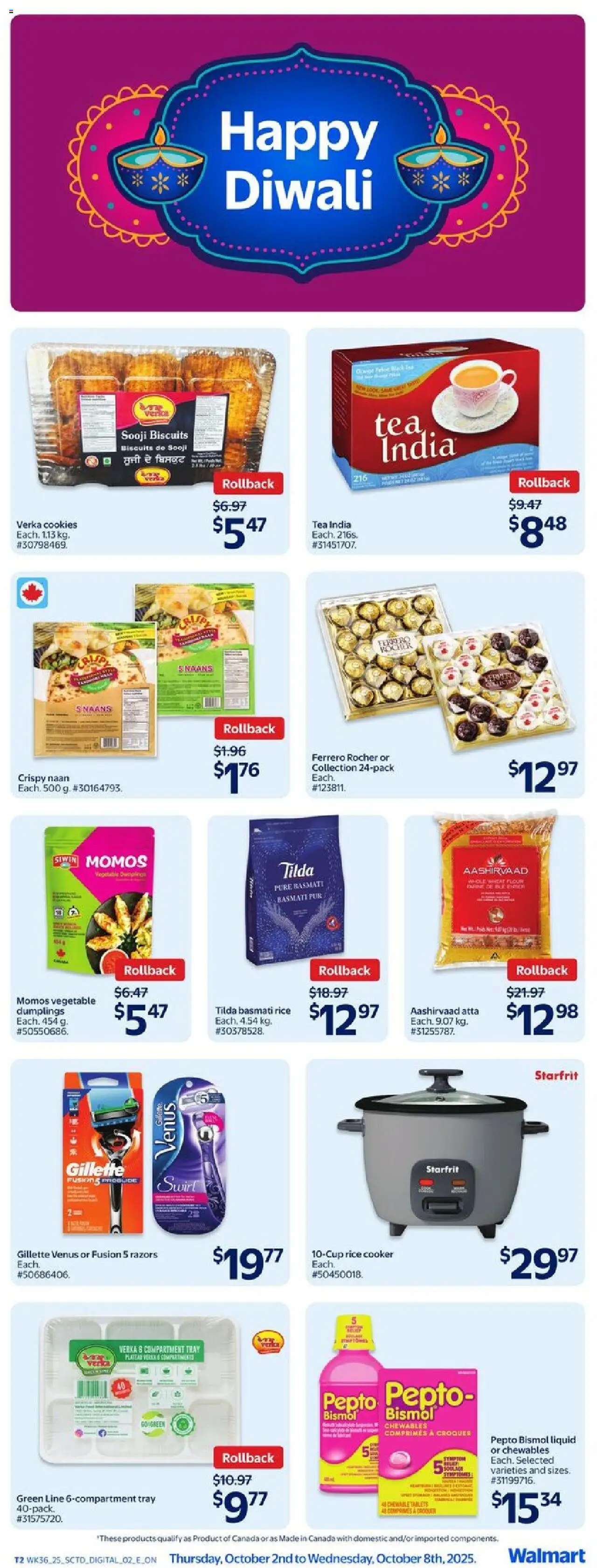 Walmart flyer valid from 02.10.2025 | Page: 12 | Products: Rice, Tea, Cookies, Cooker