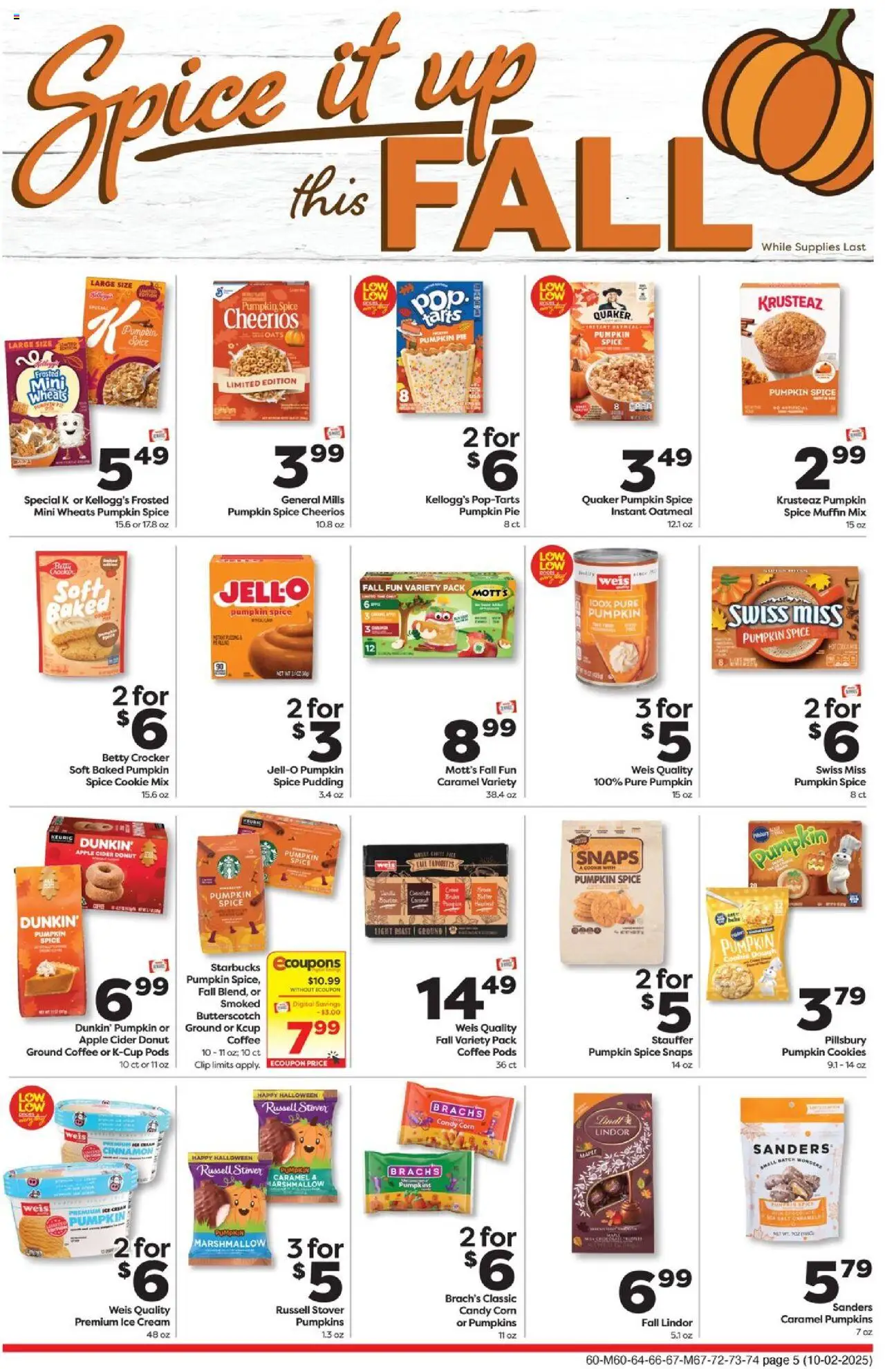 Weis Weekly Circular - WV - valid from 02.10.2025 | Page: 5 | Products: Coffee, Pumpkin Pie, Pumpkin, Muffin