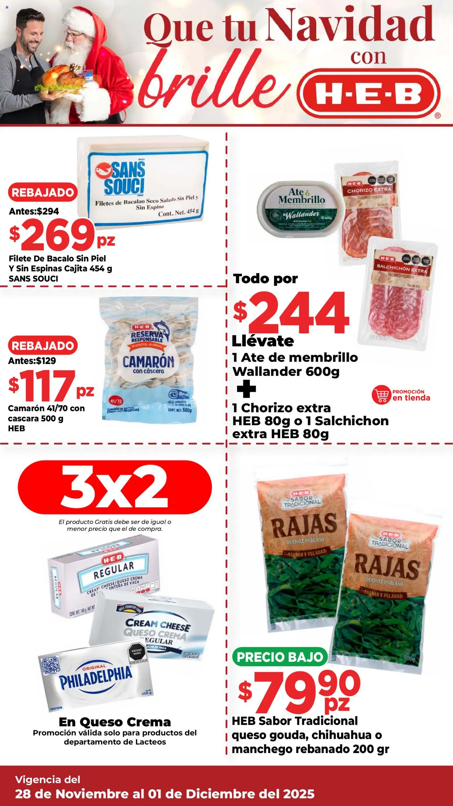 Nuevas ofertas de H-E-B válidas en toda la República Mexicana desde el 28.11.2025. ¡Encuentra las mejores ofertas en H-E-B folleto! | Página: 12 | Productos: Queso crema, Crema, Leche, Queso